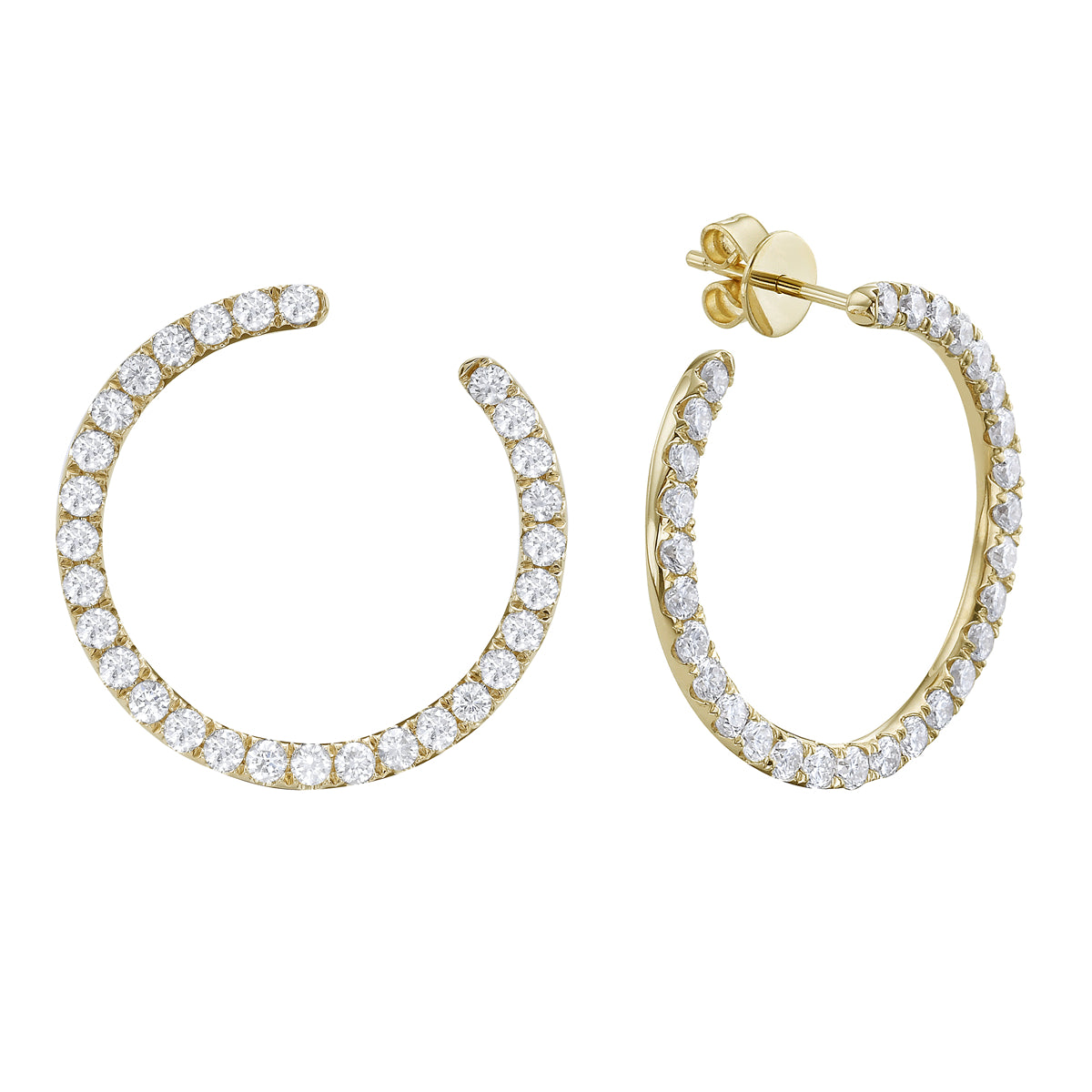 14K Yellow Gold Diamond Earrings, 1.25ct