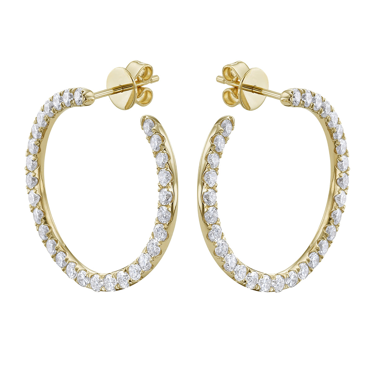 14K Yellow Gold Diamond Earrings, 1.25ct
