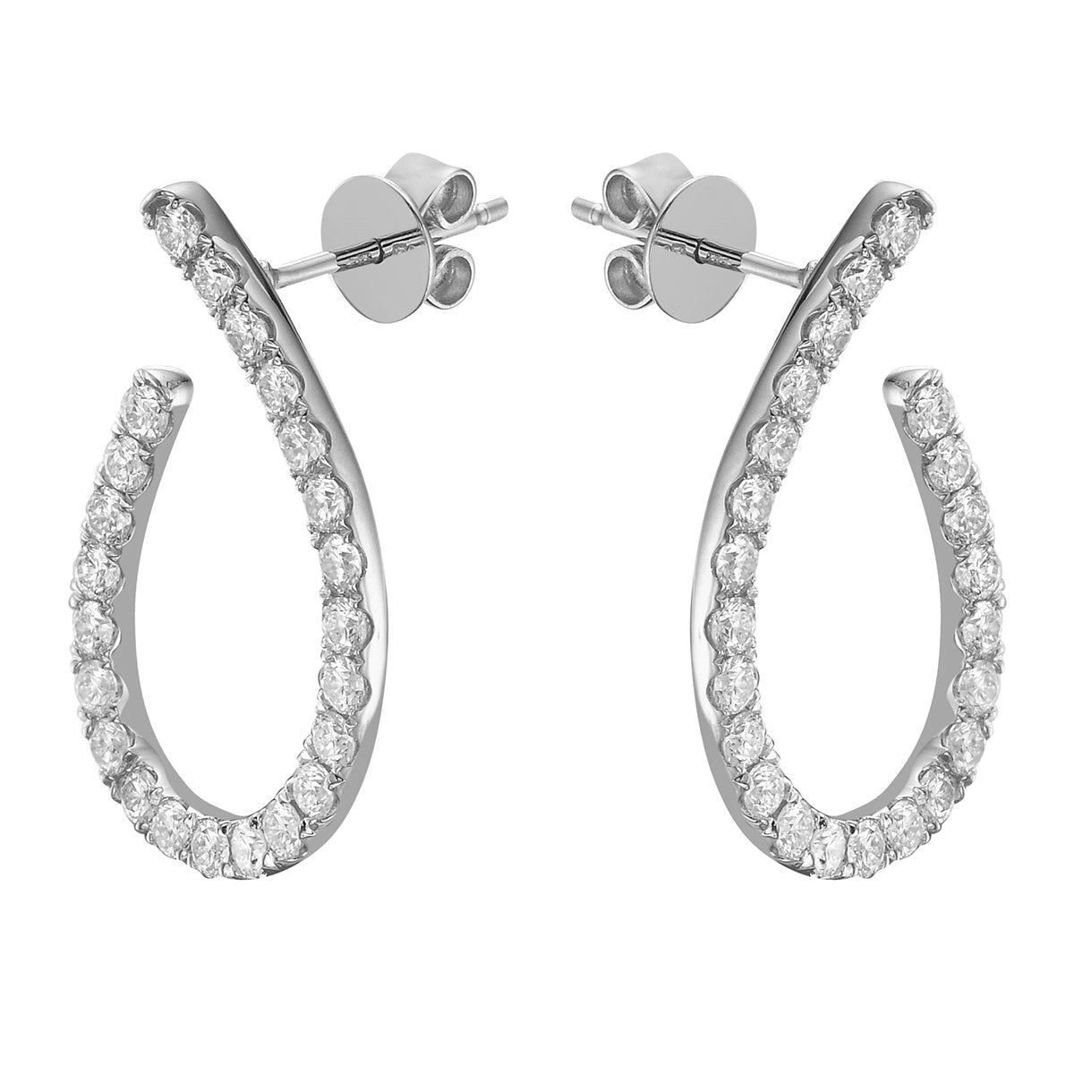 14K White Gold Diamond Earrings, 0.98ct