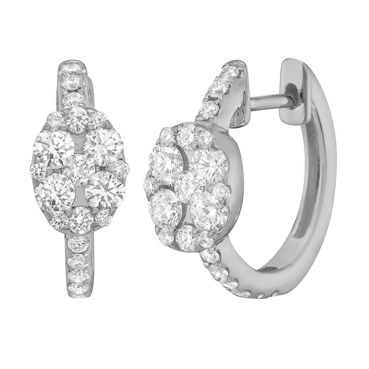 14K White Gold Diamond Earrings, 0.61ct