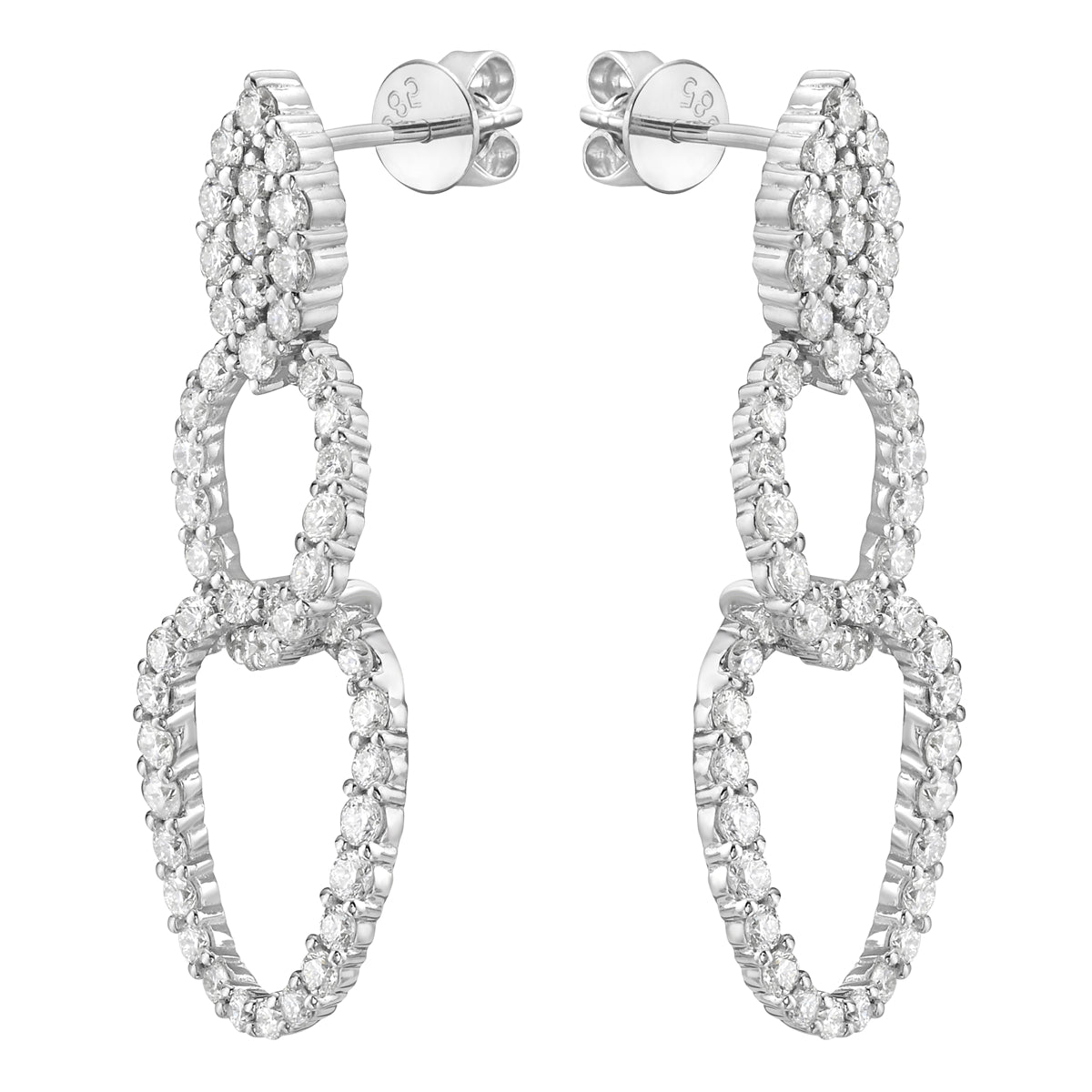 14K White Gold Diamond Earrings, 1.57ct