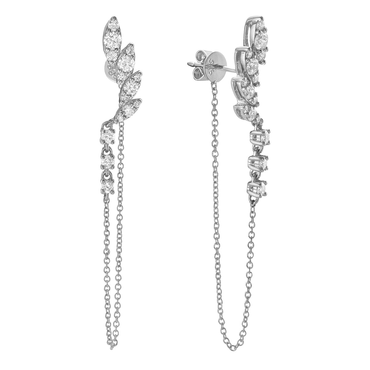 14K White Gold Diamond Earrings, 0.75ct