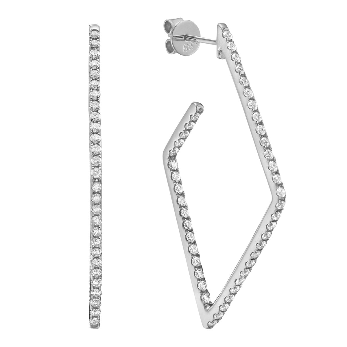 14K White Gold Diamond Earrings, 1.06ct