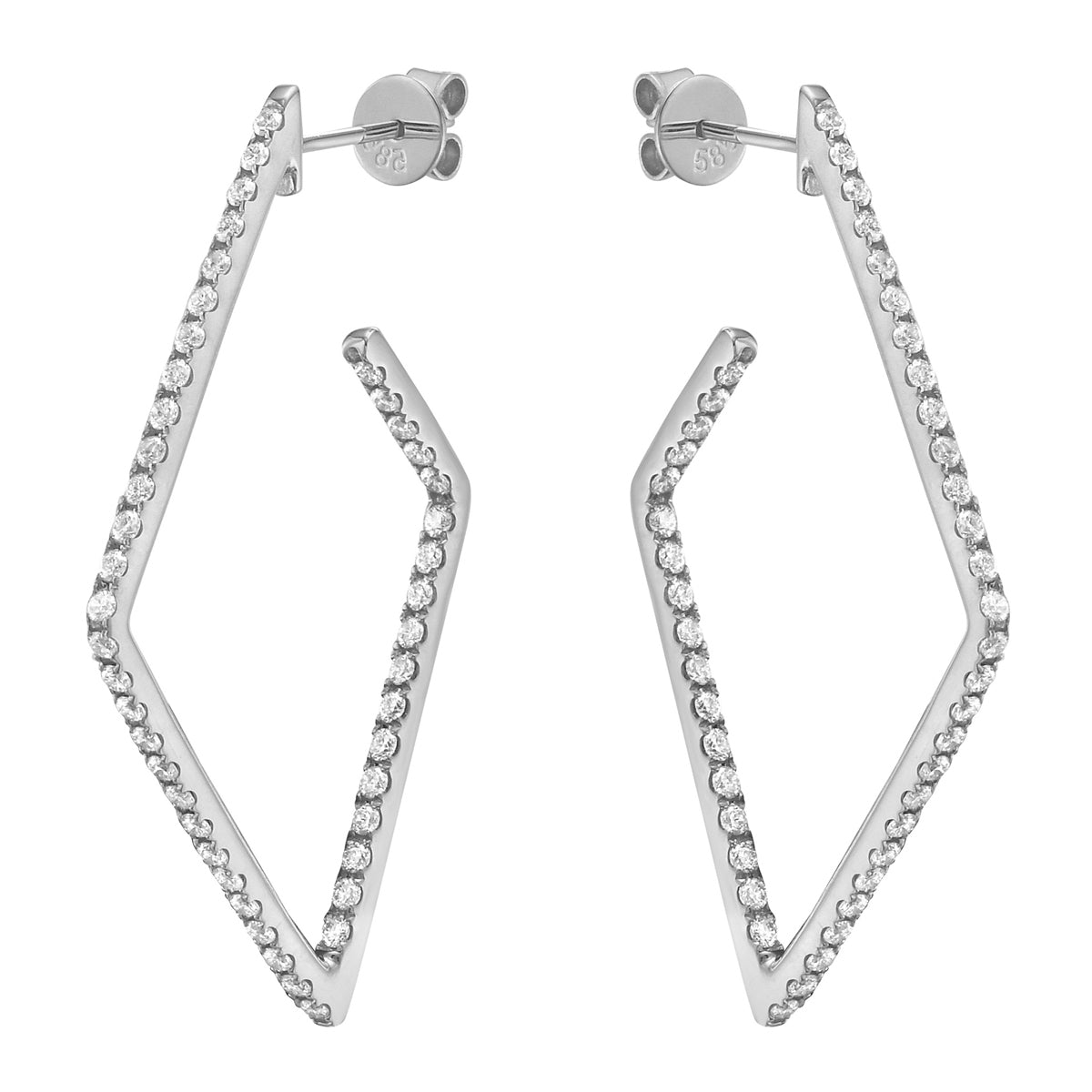 14K White Gold Diamond Earrings, 1.06ct