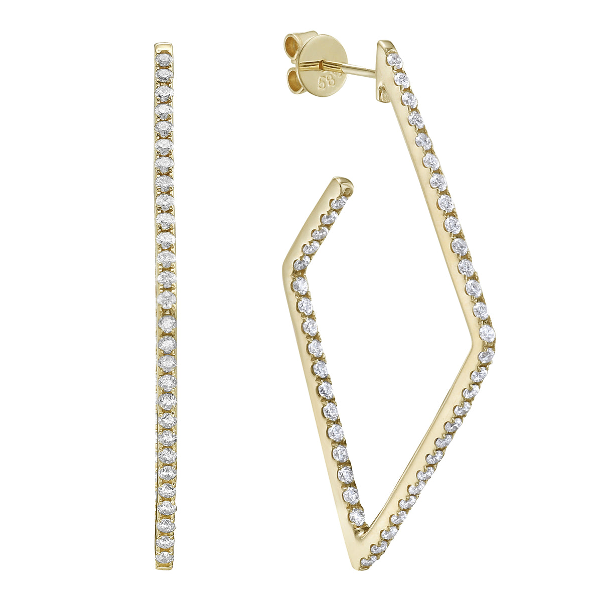 14K Yellow Gold Diamond Earrings, 0.96ct