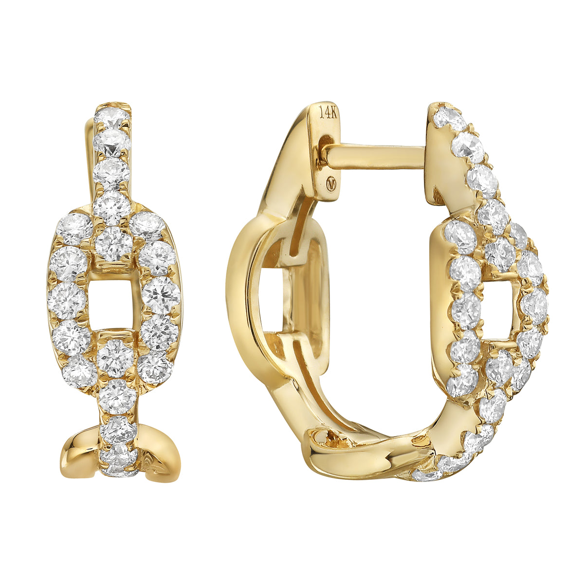 14K Yellow Gold Diamond Earrings, 0.43ct