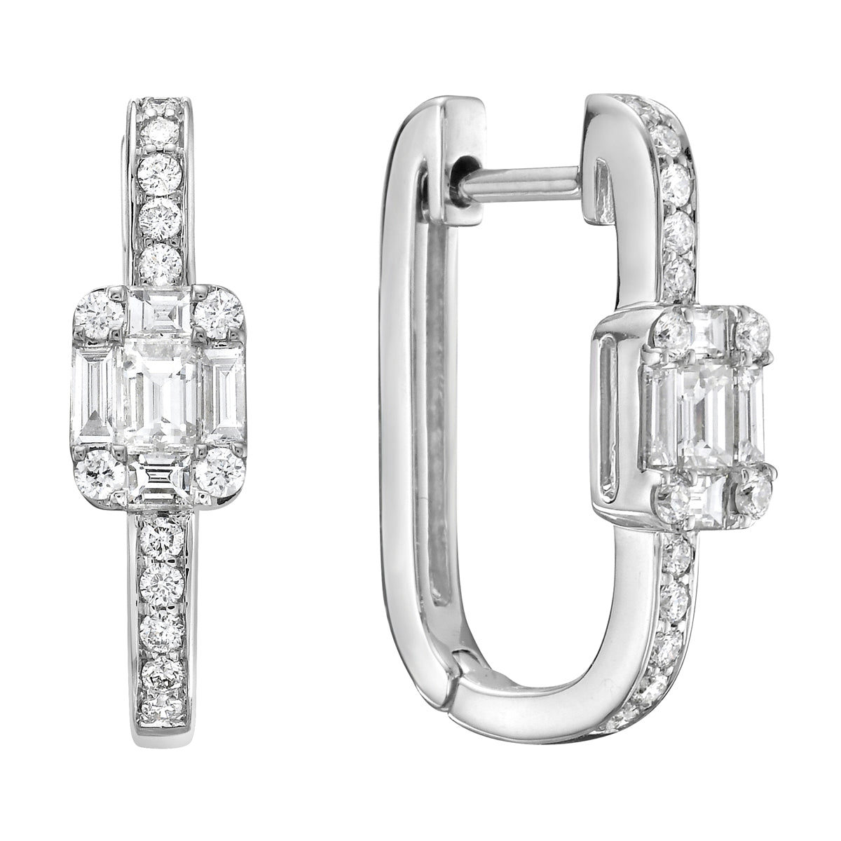 14K White Gold Diamond Earrings, 0.64ct