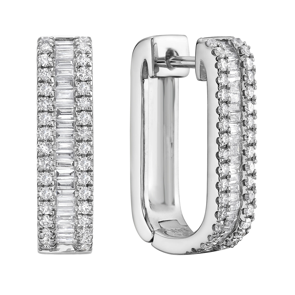 14K White Gold Round Diamond Earrings, 0.64ct