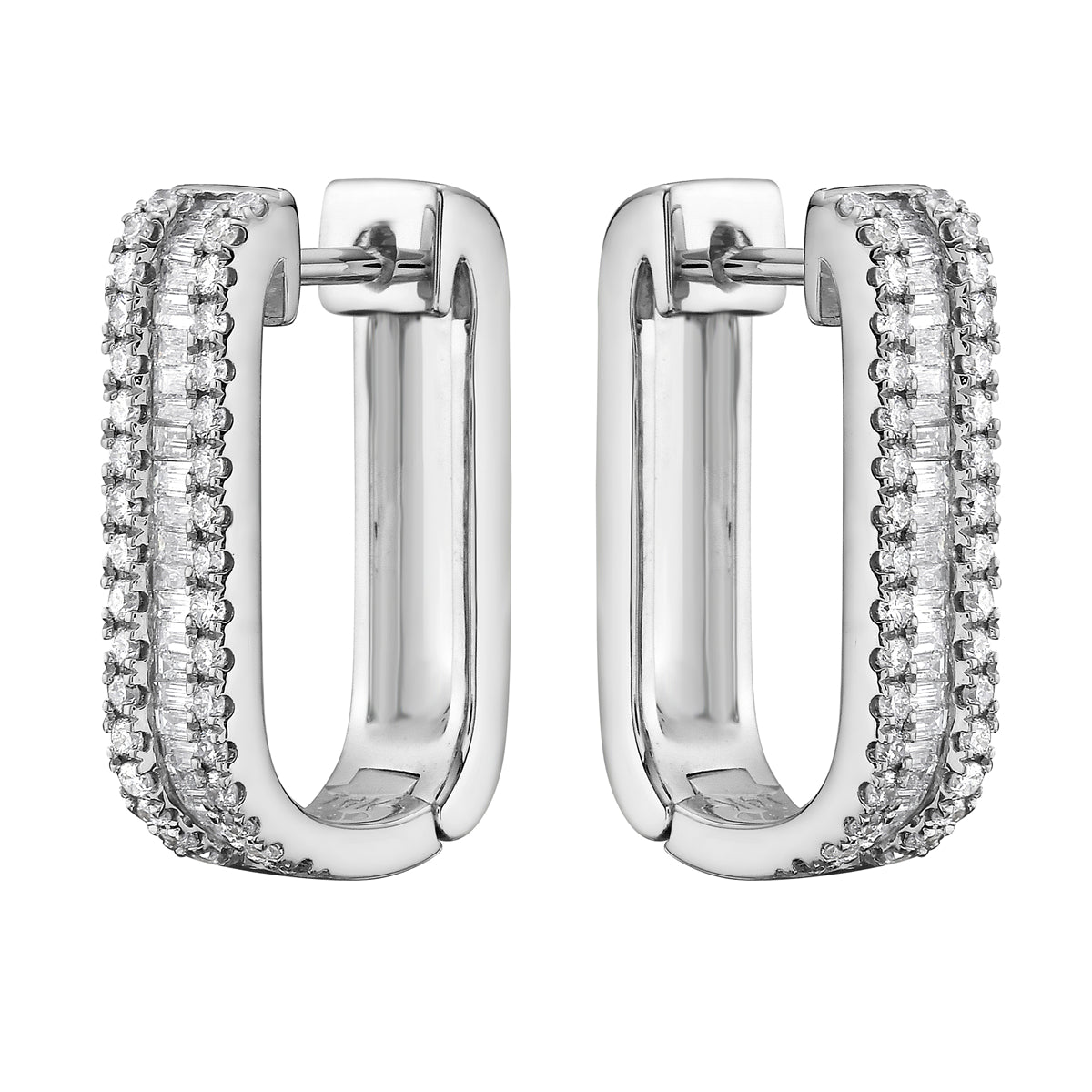 14K White Gold Round Diamond Earrings, 0.64ct
