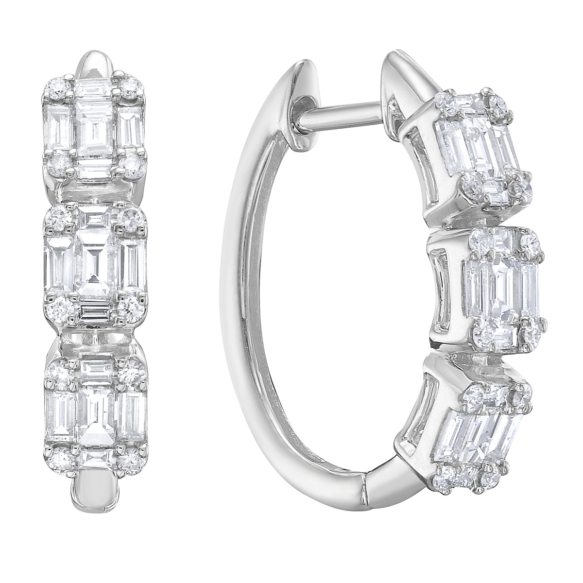 14K White Gold Diamond & Blue Diamond Earrings, 0.76ct