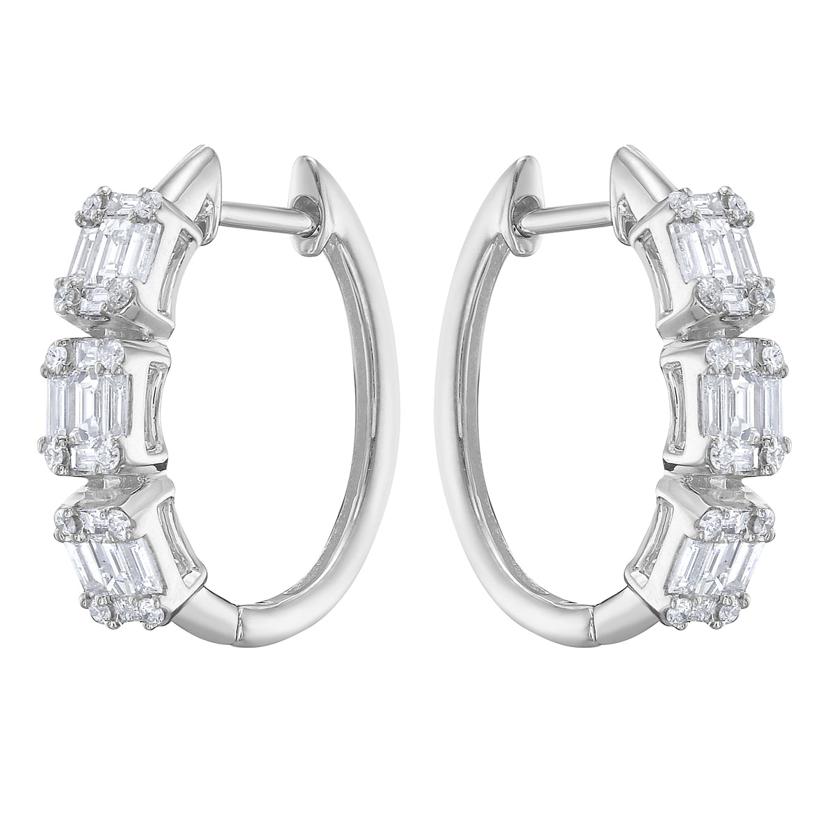 14K White Gold Diamond & Blue Diamond Earrings, 0.76ct