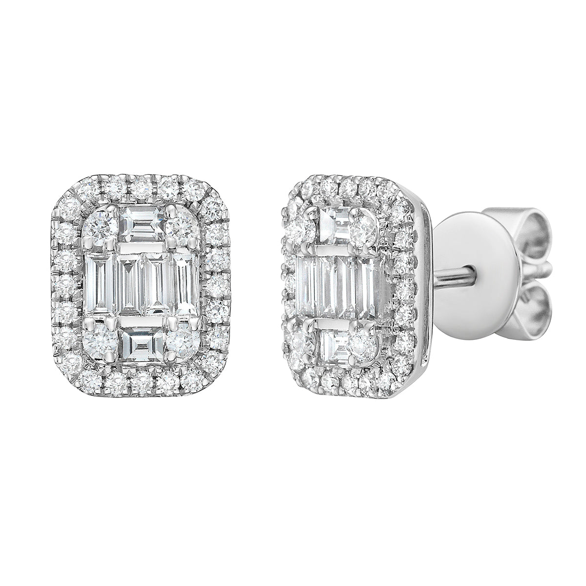 14K White Gold Diamond Earrings, 0.36ct