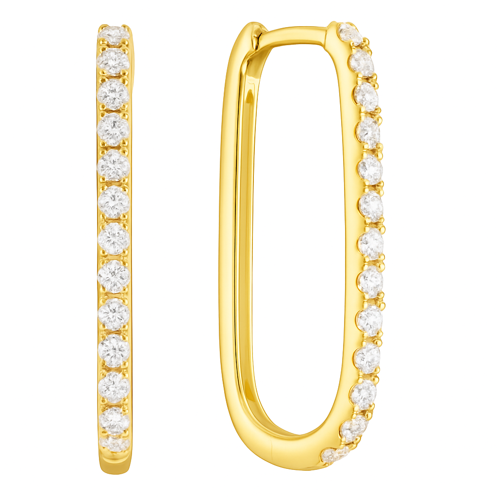 14K Yellow Gold Diamond Earrings, 0.45ct