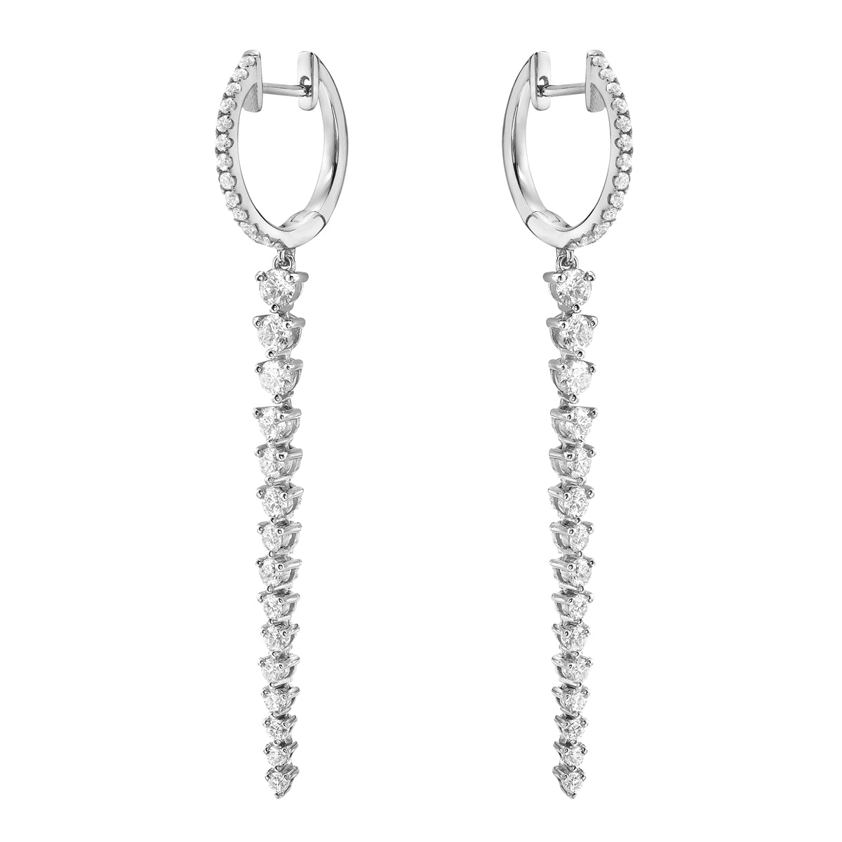 14K White Gold Diamond Earrings, 1.48ct