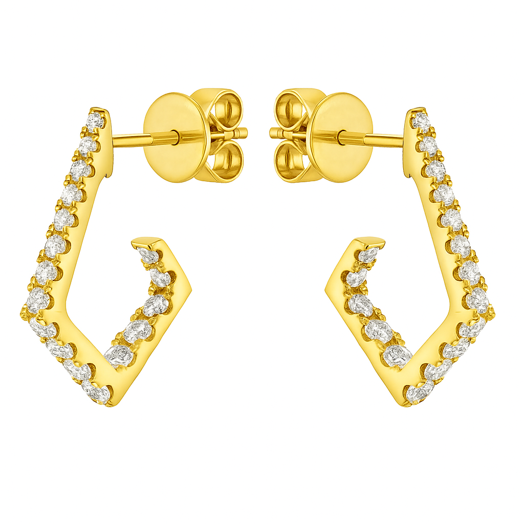 14K Yellow Gold Diamond Earrings, 0.62ct