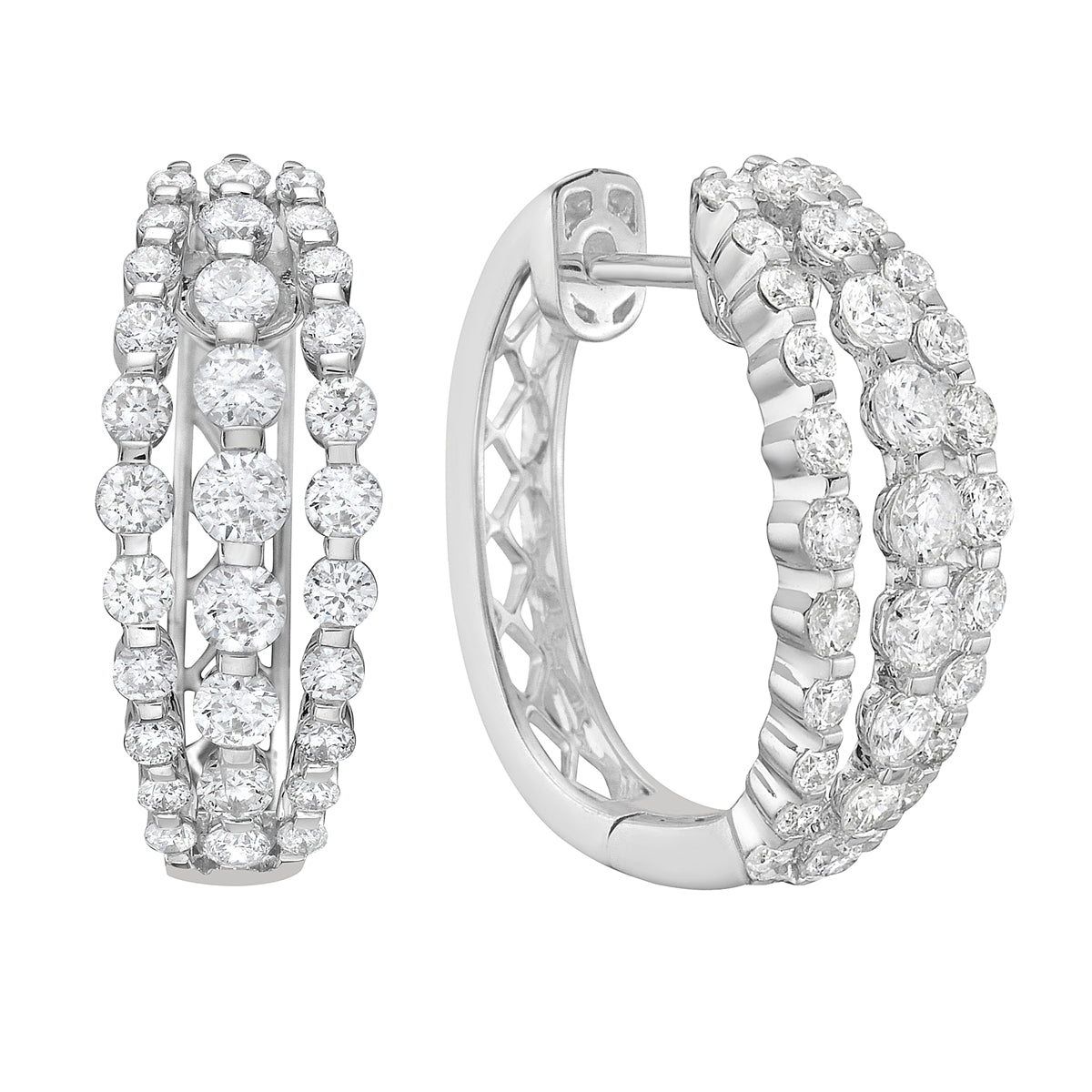 14K White Gold Diamond Earrings, 1.35ct