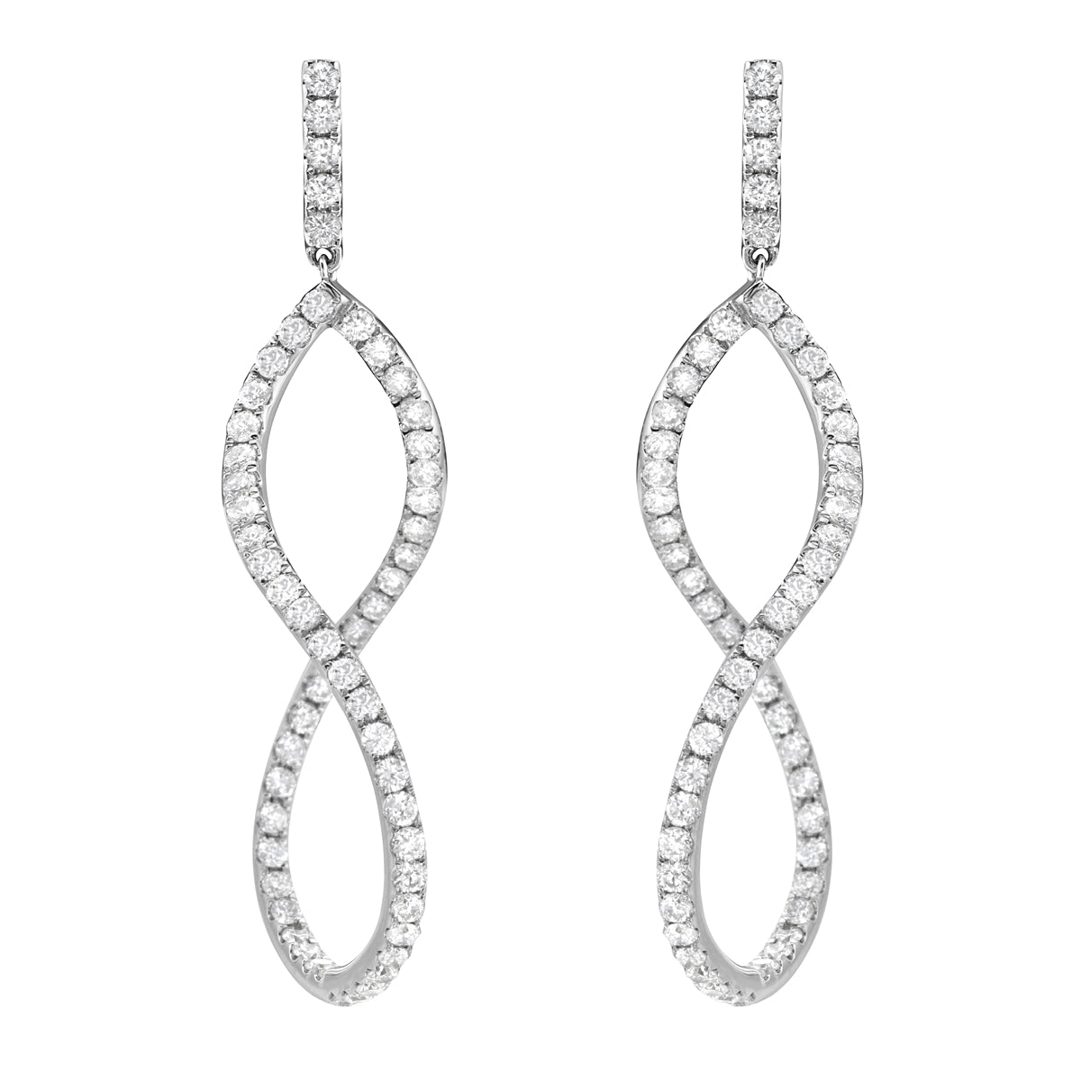 14K White Gold Diamond Earrings, 2.35ct