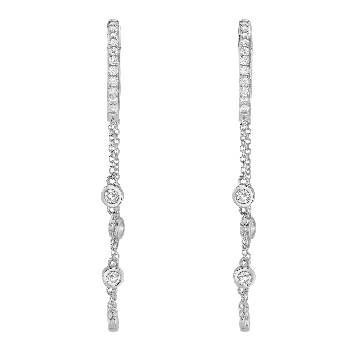 14K White Gold Round Diamond Earrings, 0.51ct