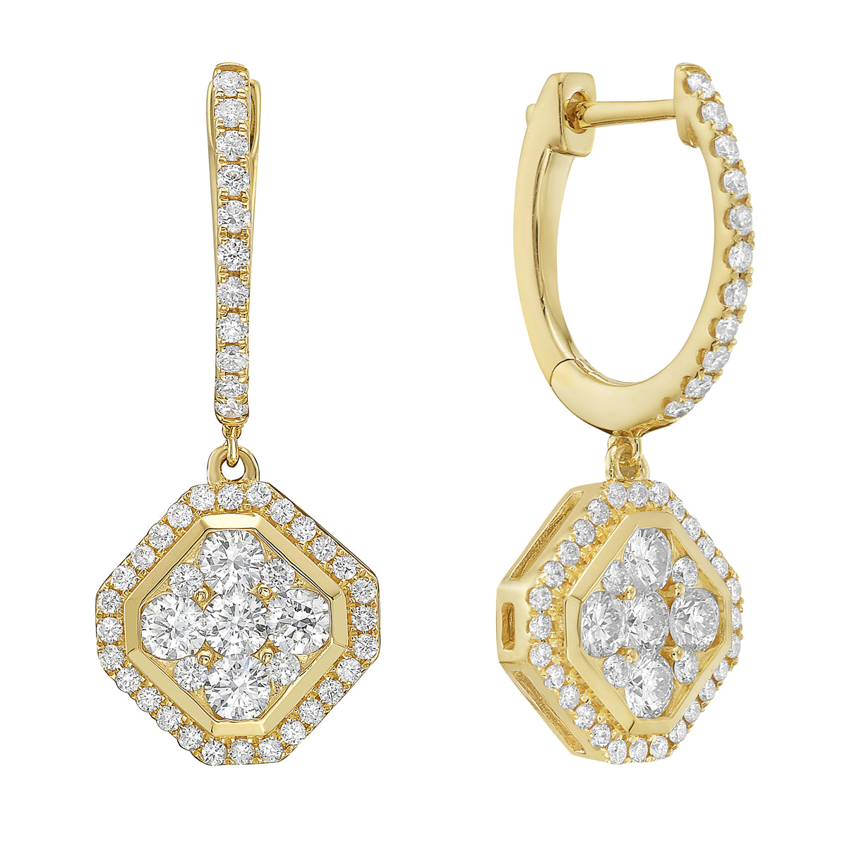 14K Yellow Gold Diamond Earrings, 1.32ct
