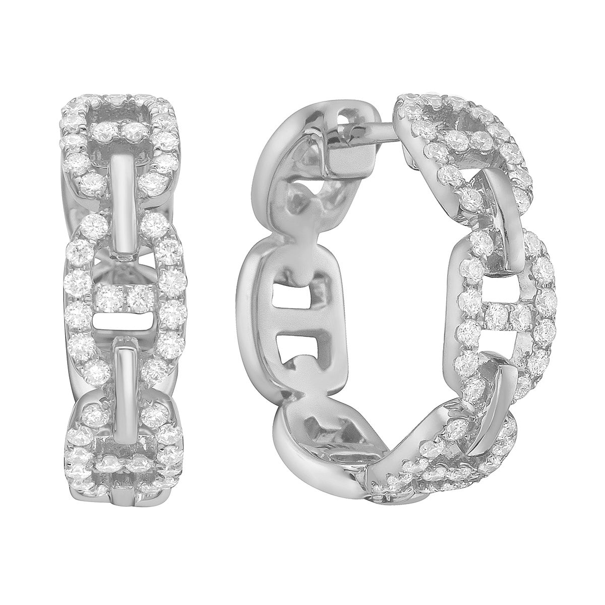 14K White Gold Diamond Earrings, 0.57ct