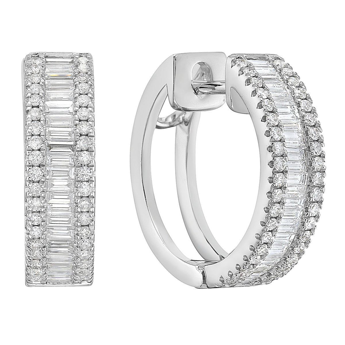 14K White Gold Diamond Earrings, 0.84ct