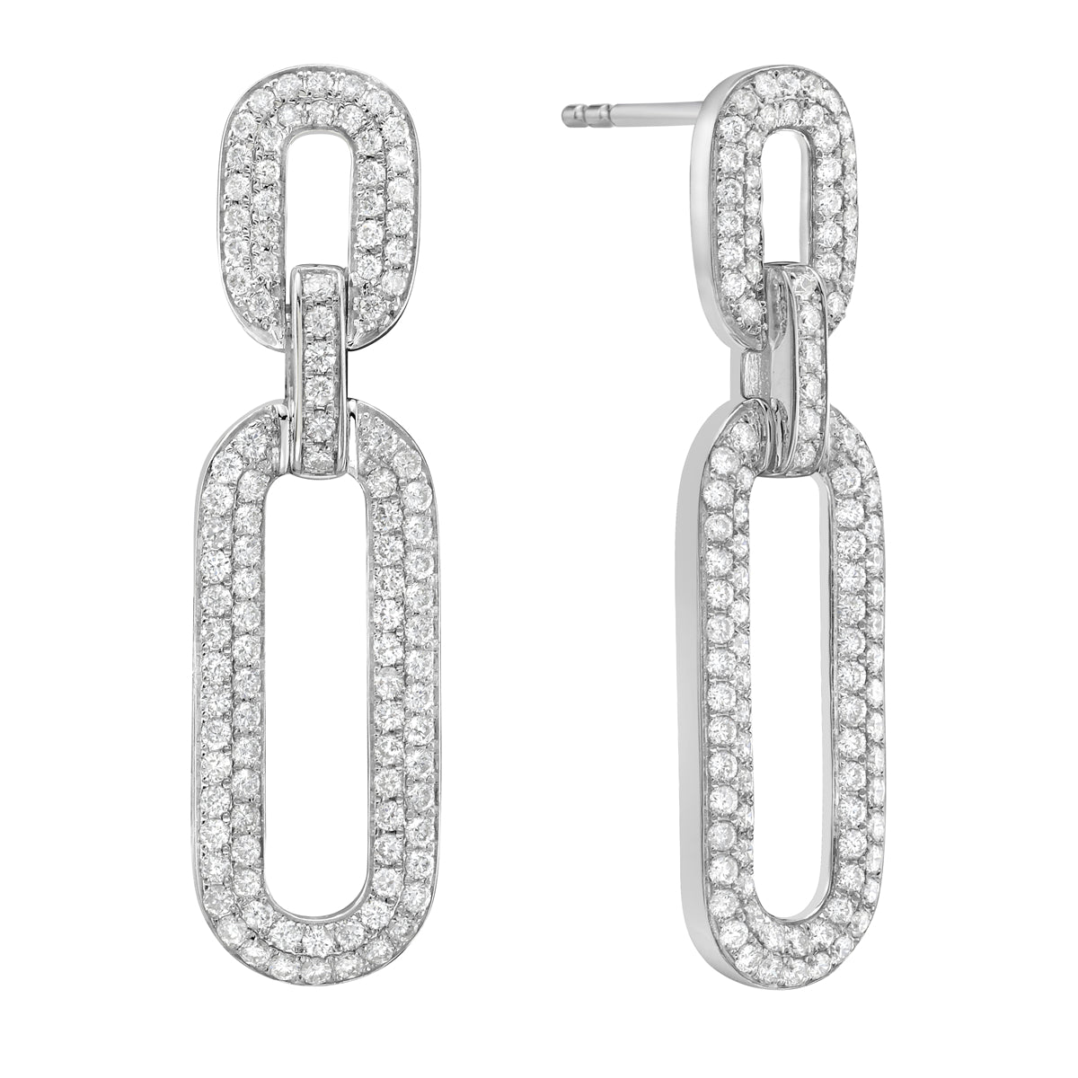 14K White Gold Diamond Earrings, 1.11ct