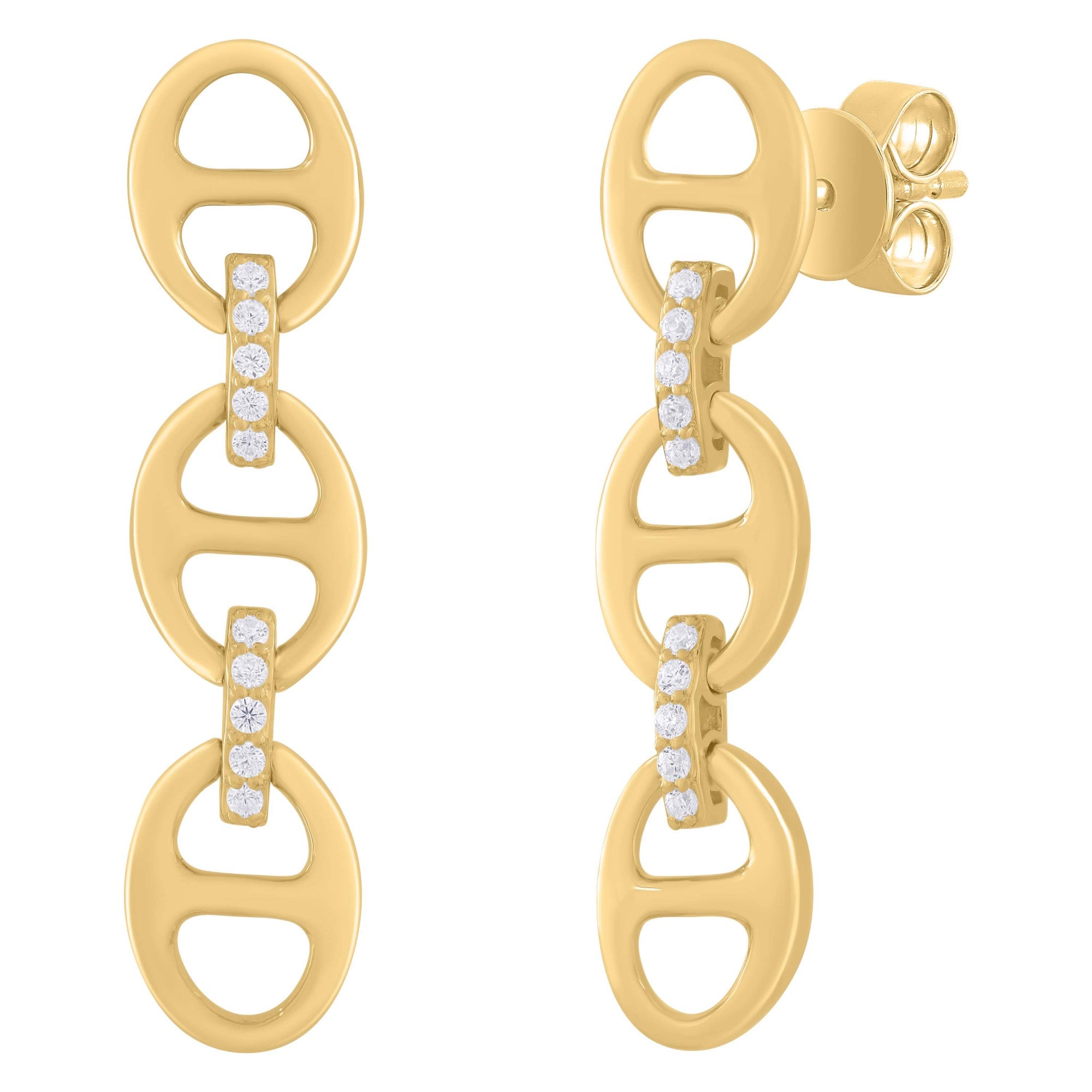 14K Yellow Gold Round Earrings, 0.09ct