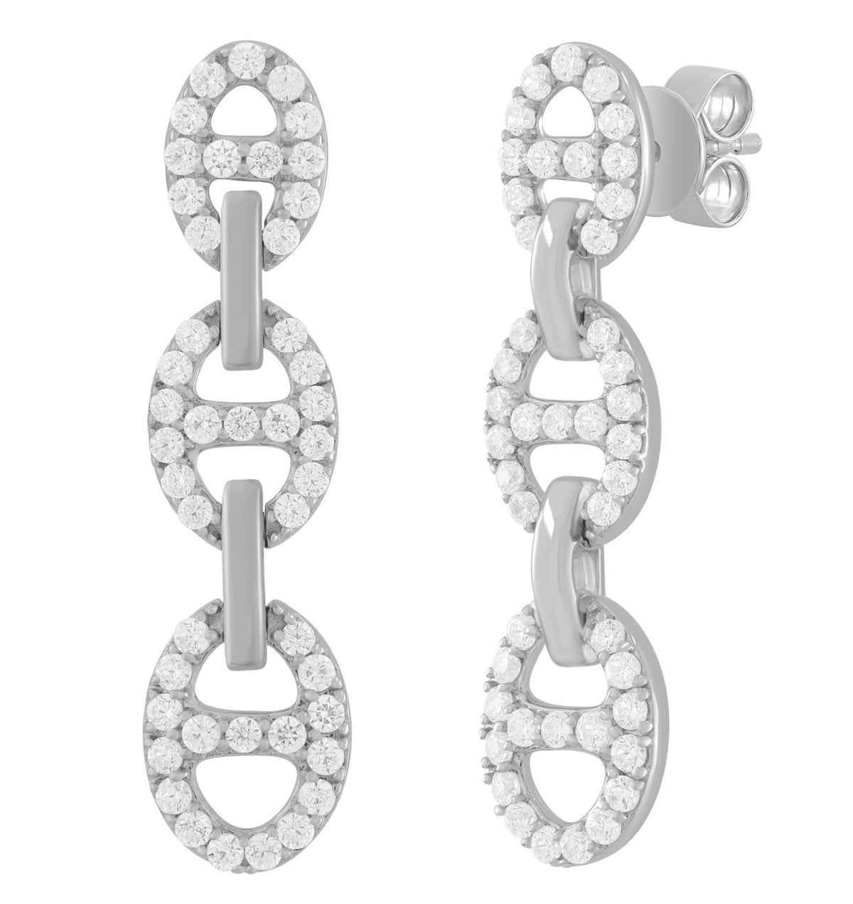 14K White Gold Diamond Hanging Earrings, 0.75ct