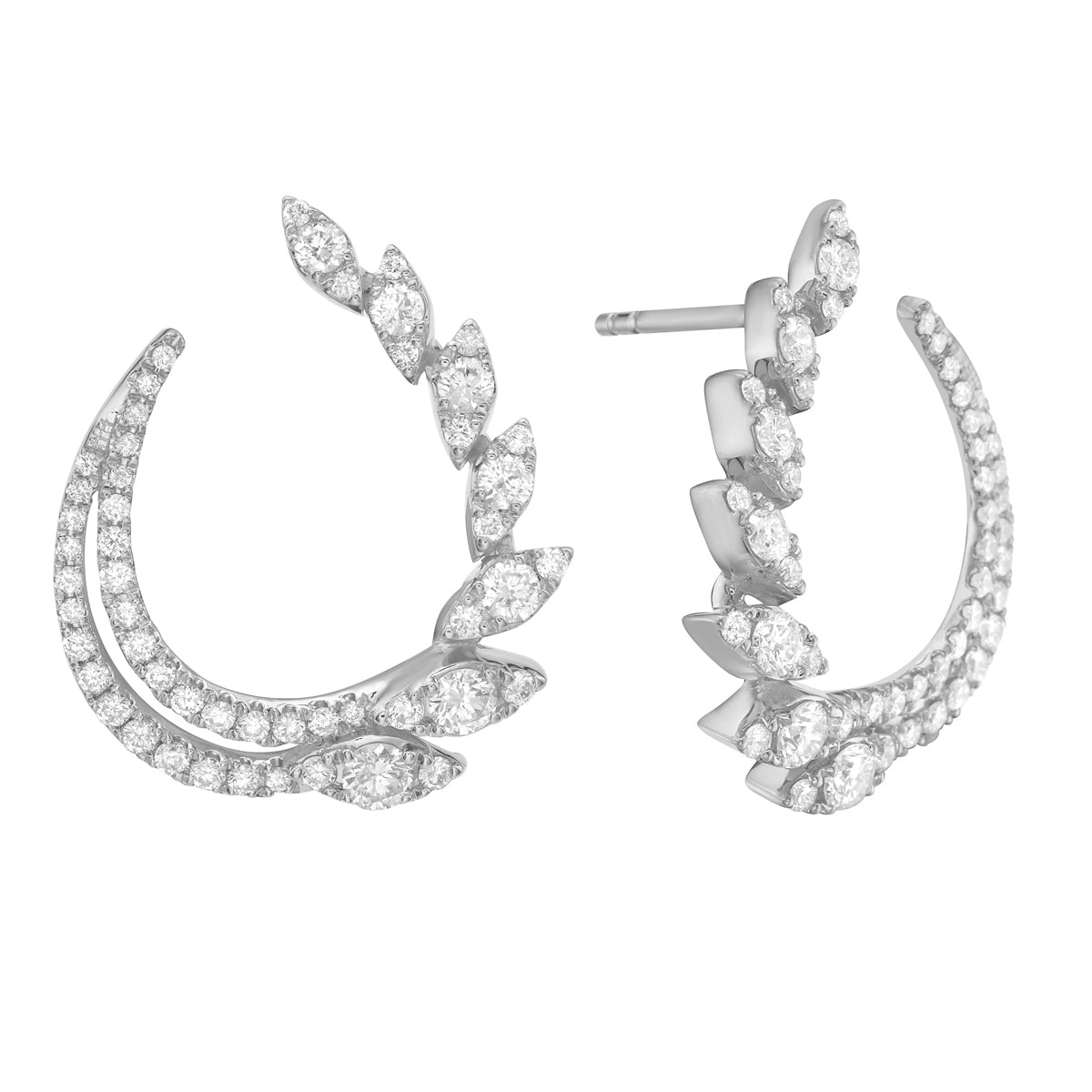 14K White Gold Diamond Earrings, 1.16ct