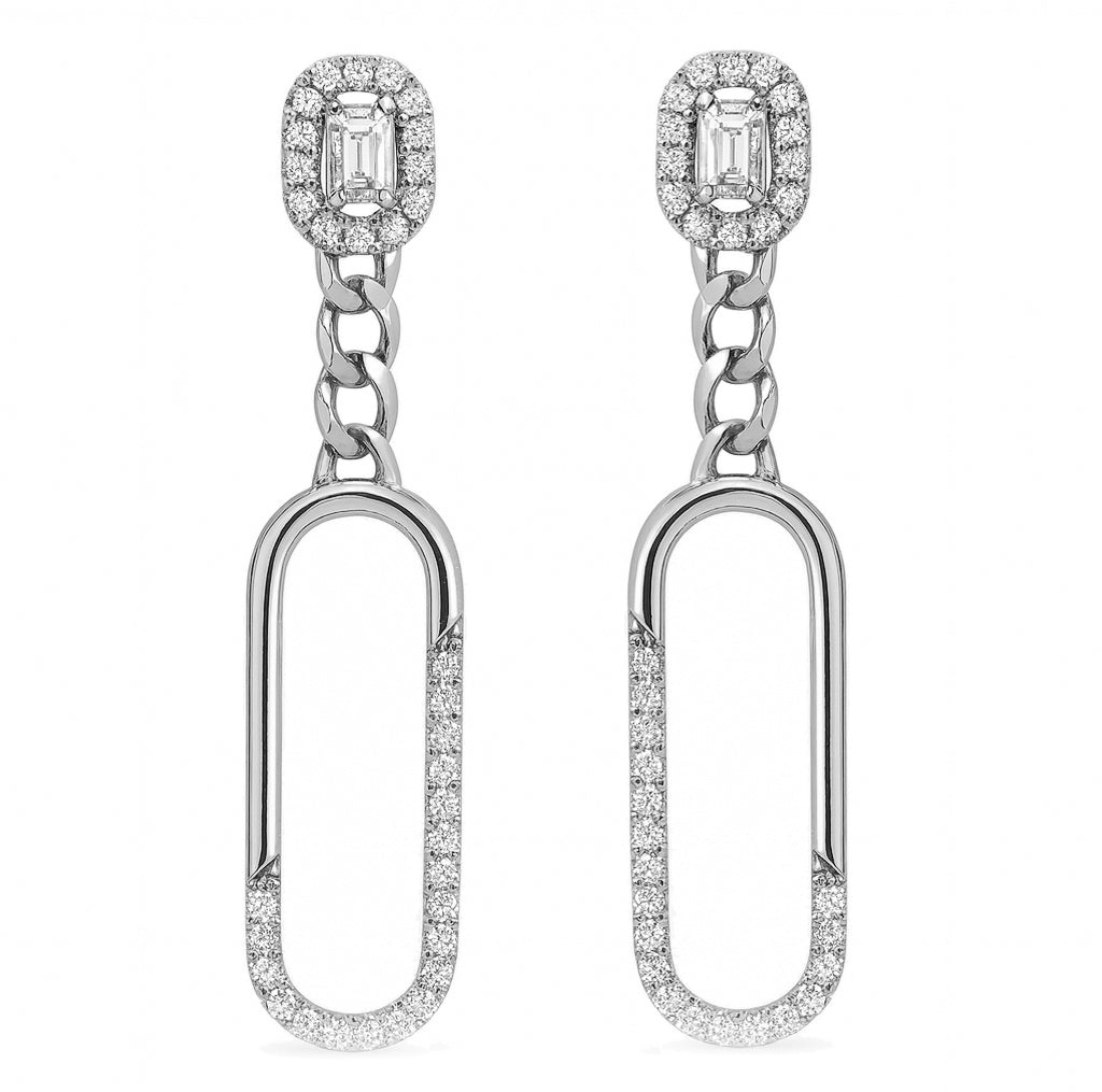 14K White Gold Diamond Earrings, 0.43ct