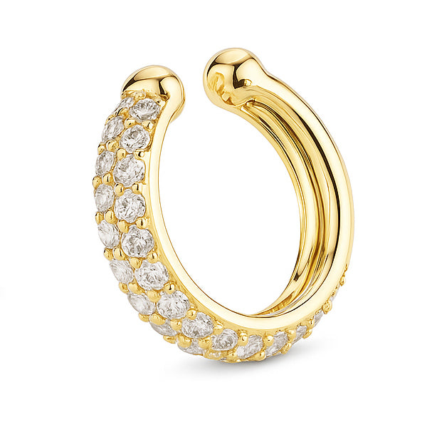 14K Yellow Gold Diamond Cuff Earrings (One Piece), 0.23ct