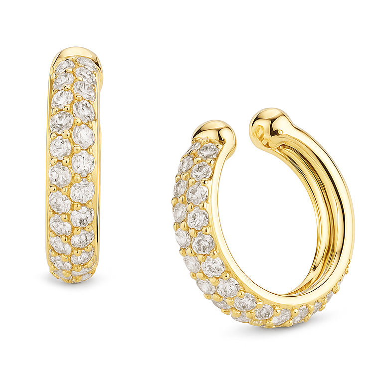 14K Yellow Gold Diamond Cuff Earrings (One Piece), 0.23ct