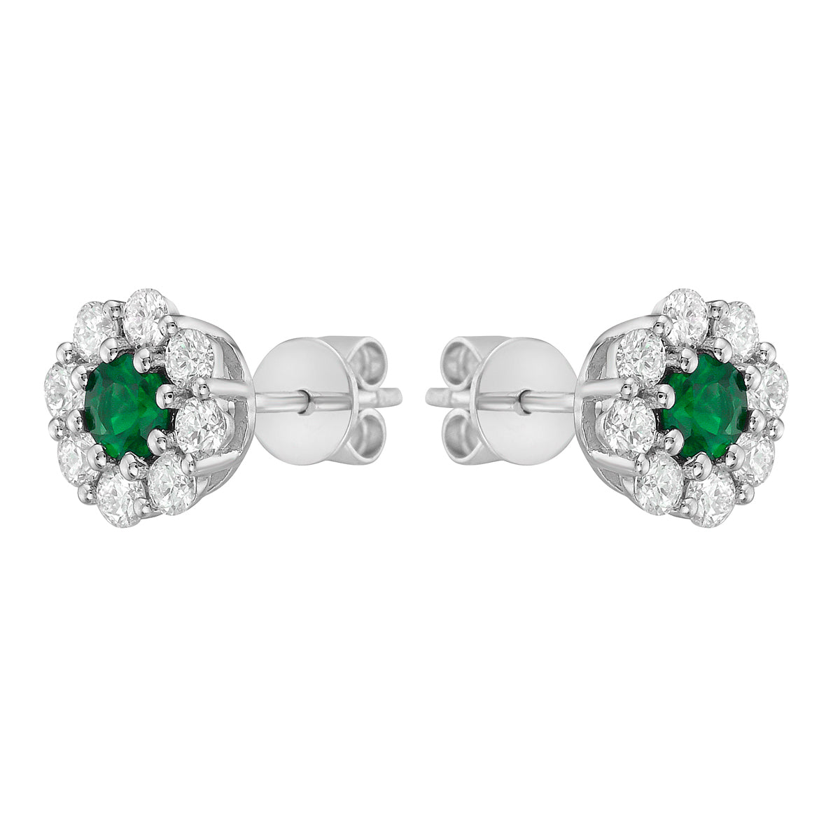 14K White Gold Emerald and Diamond Studs, 0.38ct