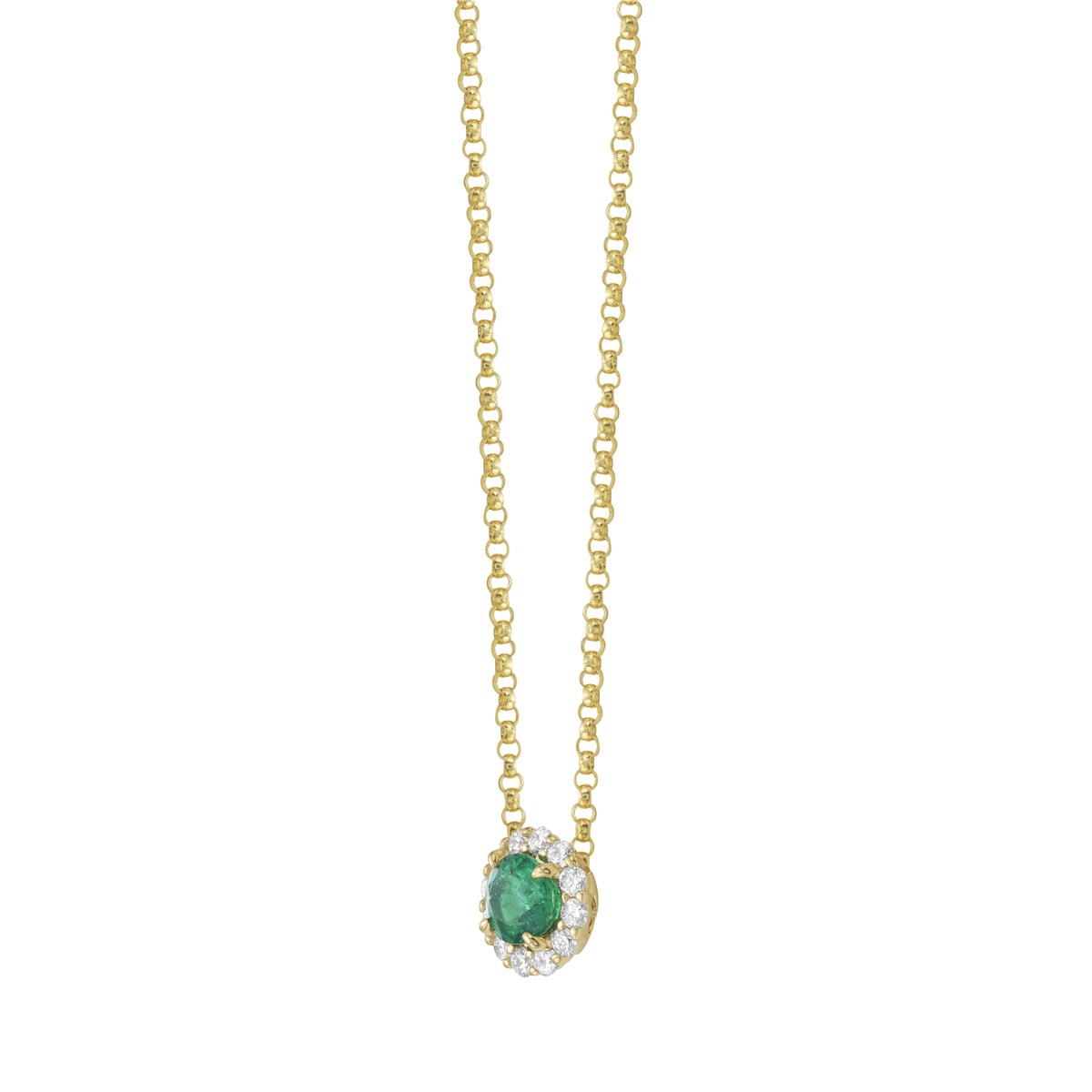 14K Yellow Gold Green Emerald Necklace, 0.58ct