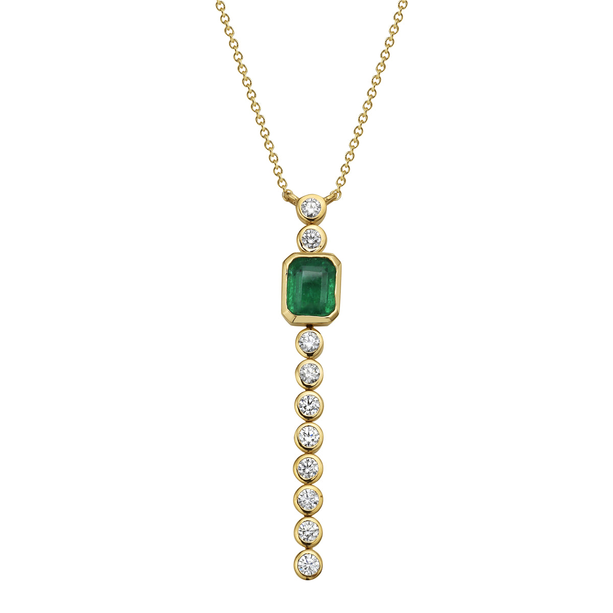 14K Yellow Gold Green Emerald Pendant, 0.75ct