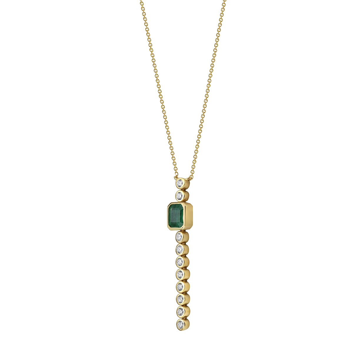 14K Yellow Gold Green Emerald Pendant, 0.75ct