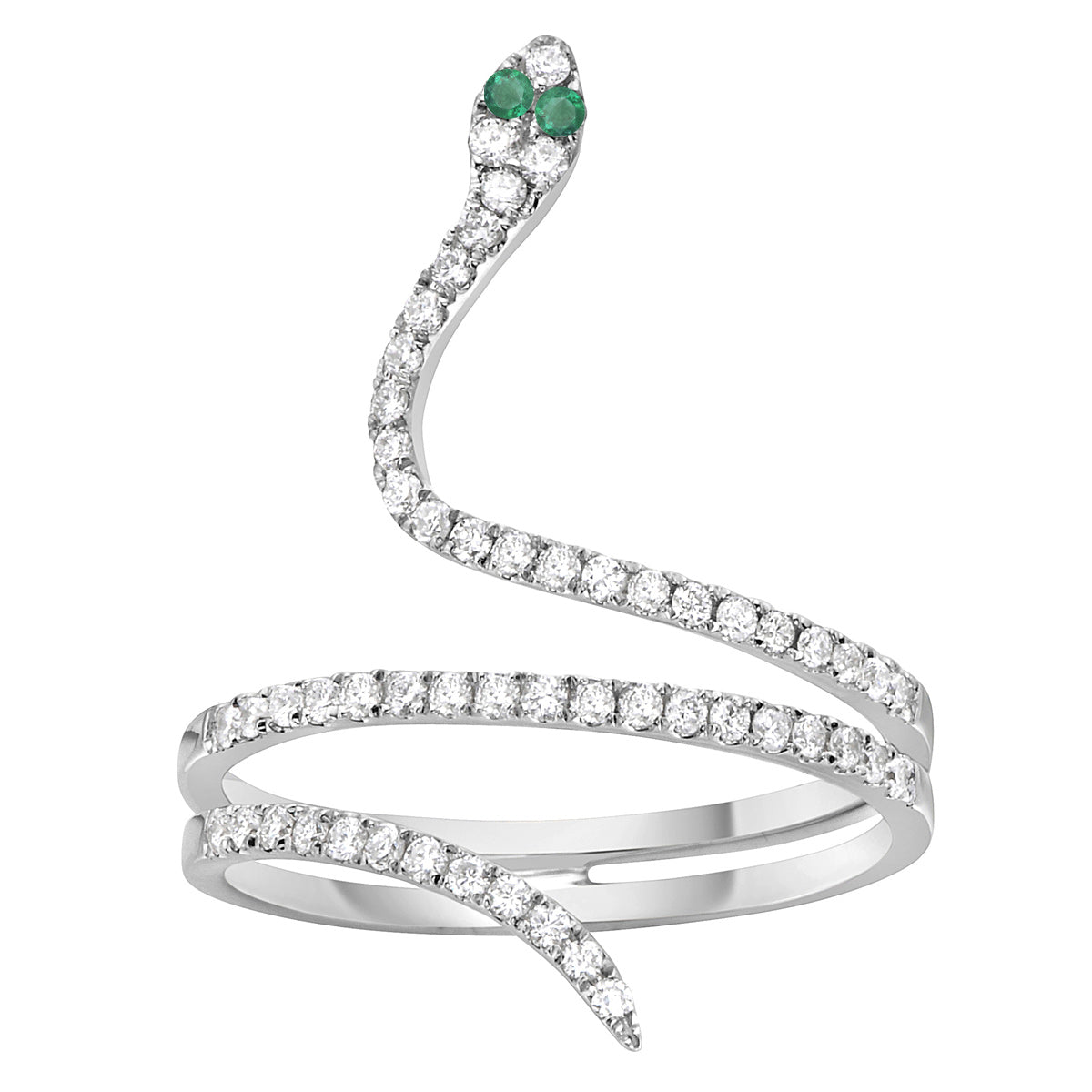 14K White Gold Green Emerald Fashion Ring, 0.03ct