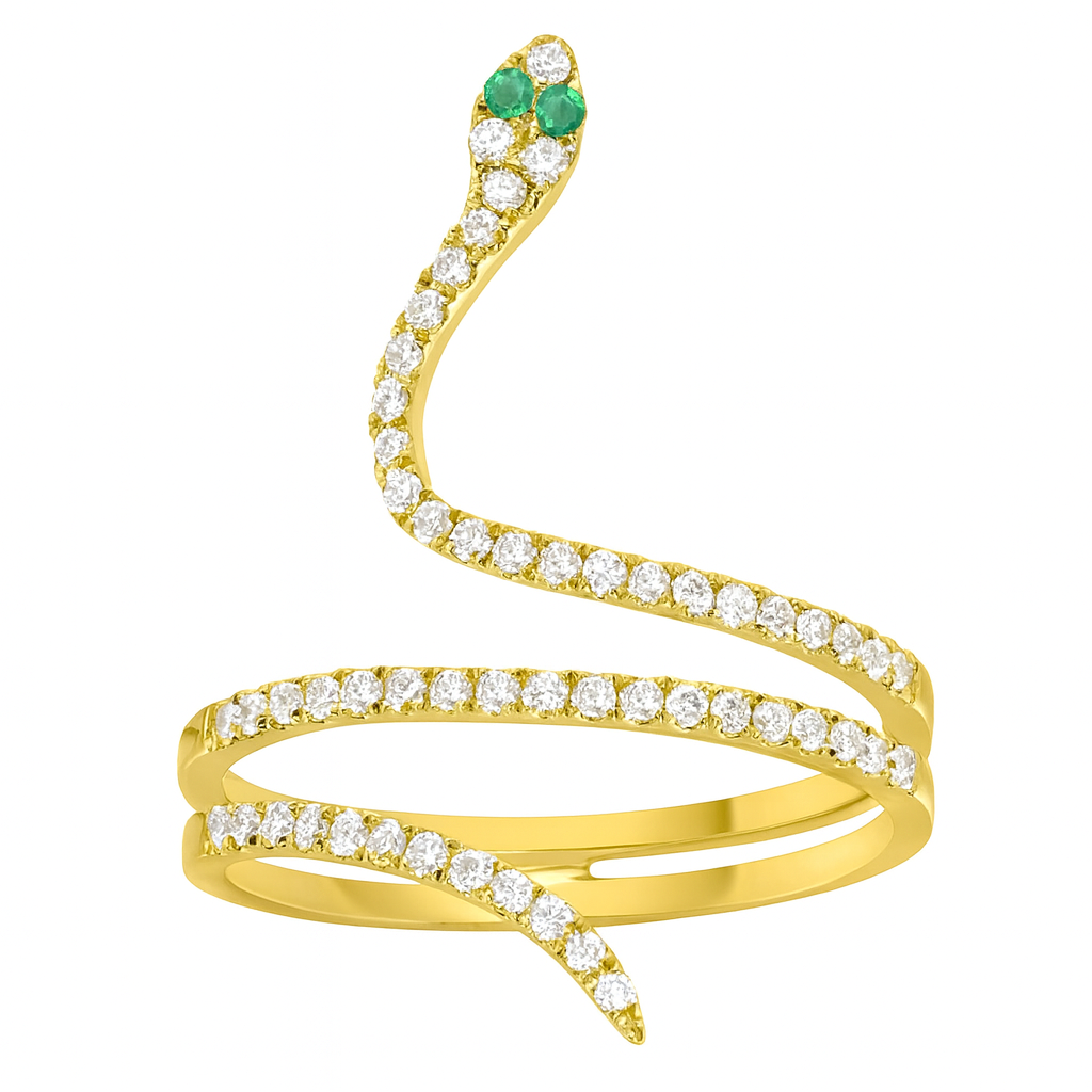 14K Yellow Gold Emerald Ring, Green, 0.02ct