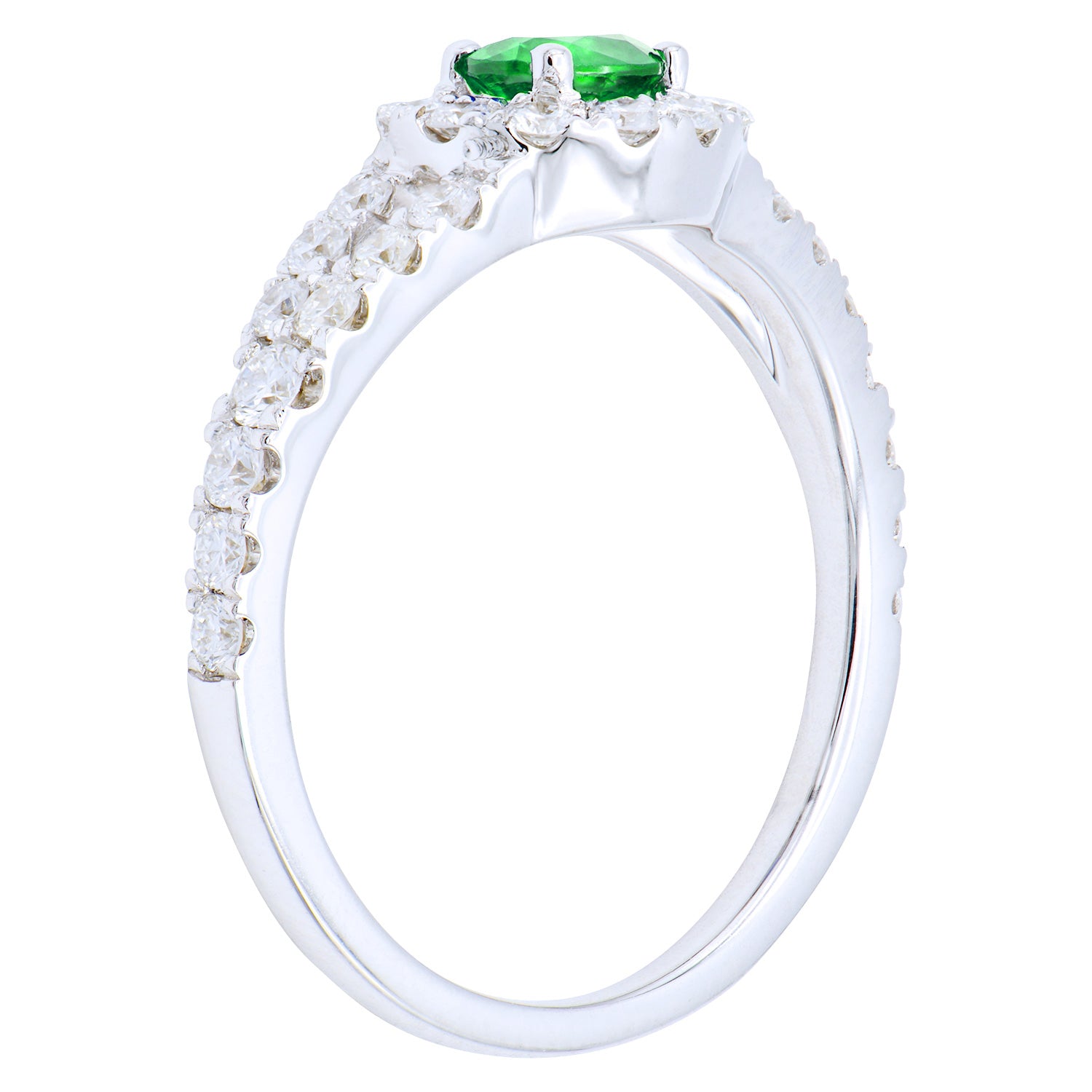14K White Gold Emerald and Diamond Ring, 0.28ct
