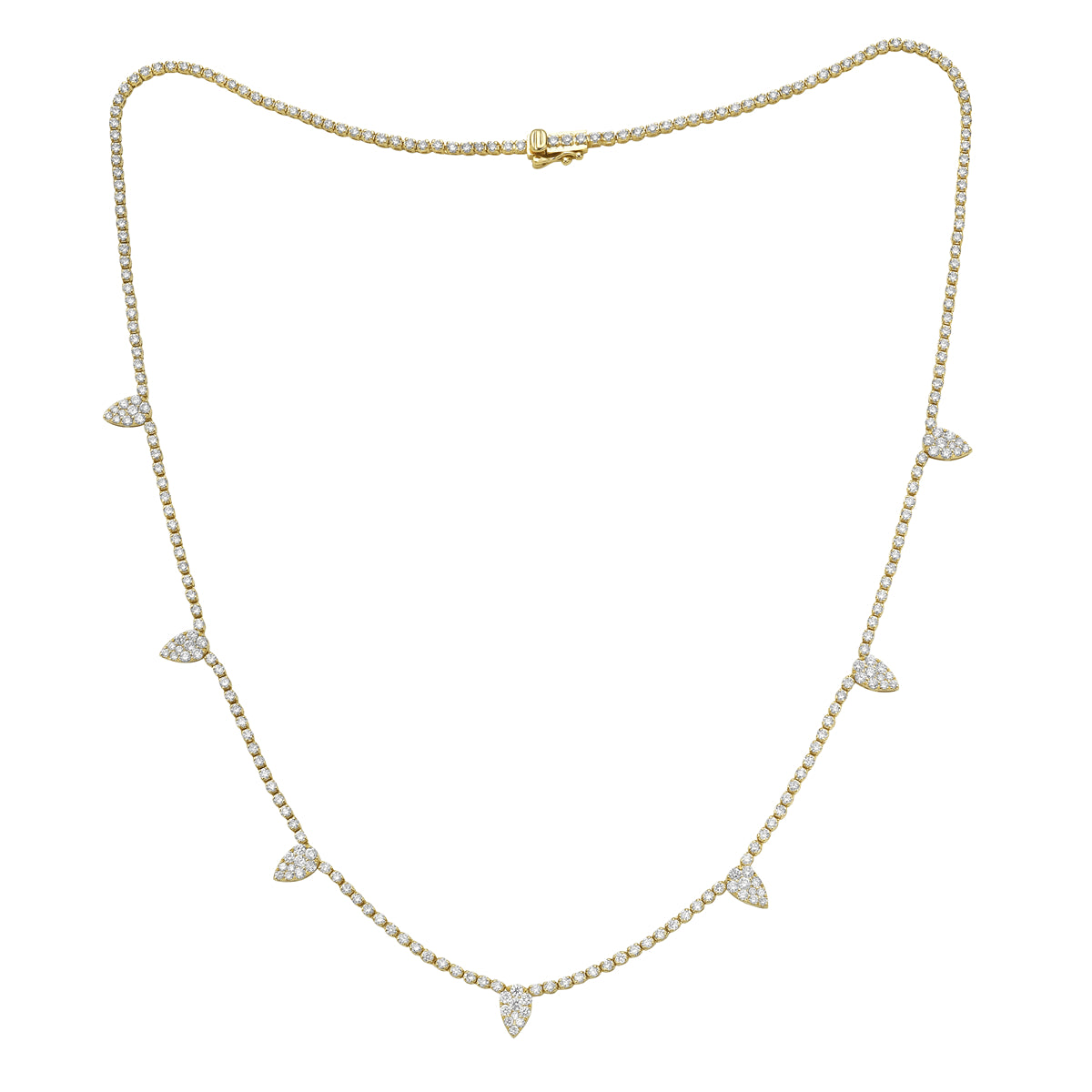 14K Yellow Gold Diamond Spike Necklace, 3.54ct