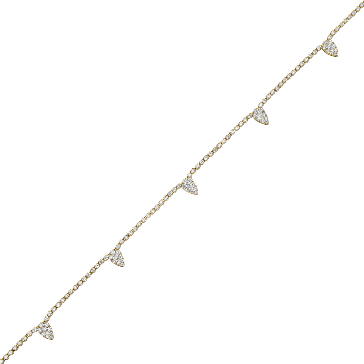 14K Yellow Gold Diamond Spike Necklace, 3.54ct