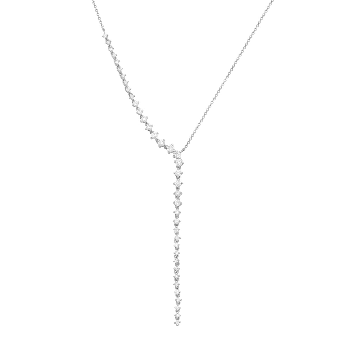 14K White Gold Diamond Necklace, 0.84ct