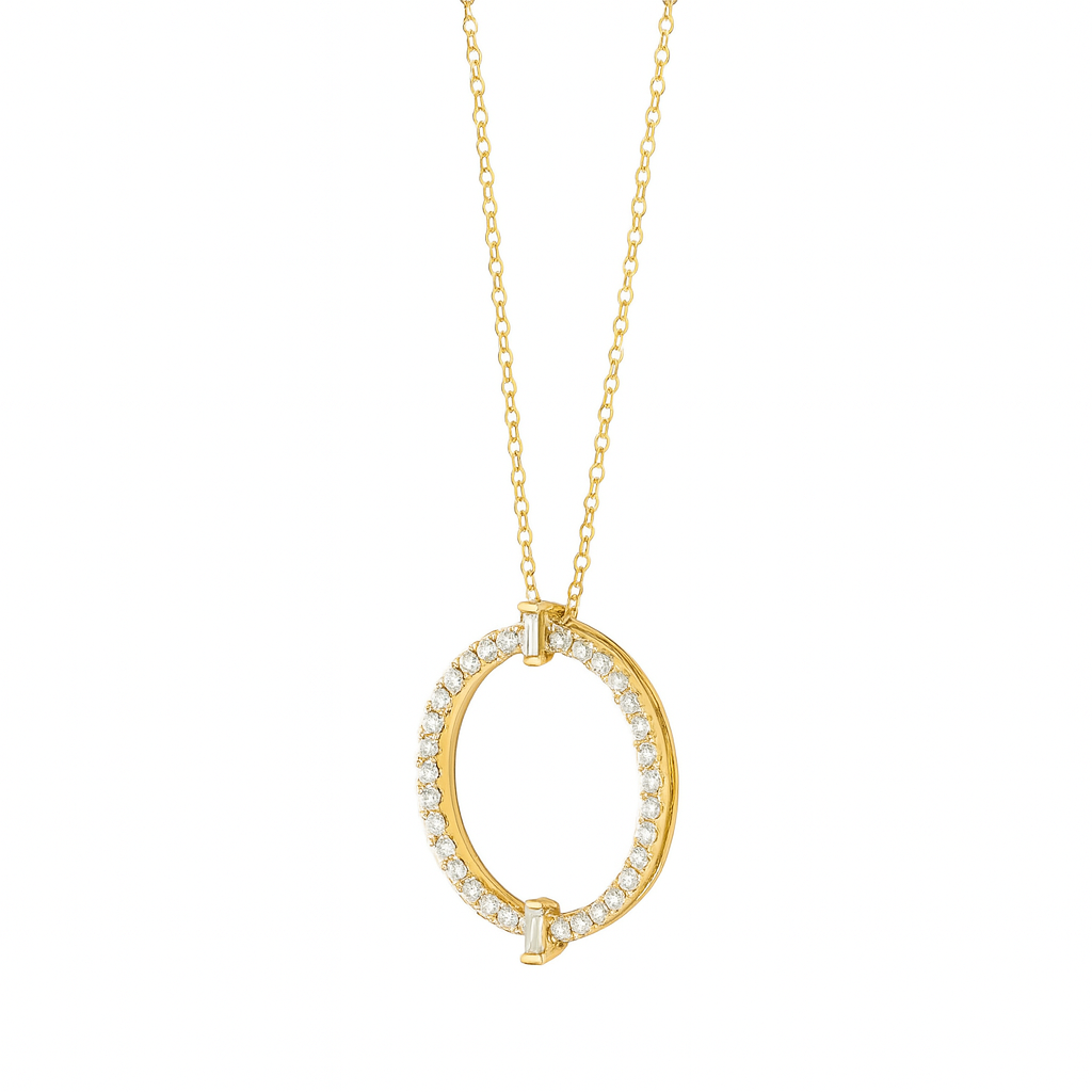 14K Yellow Gold Diamond Necklace, 0.4ct