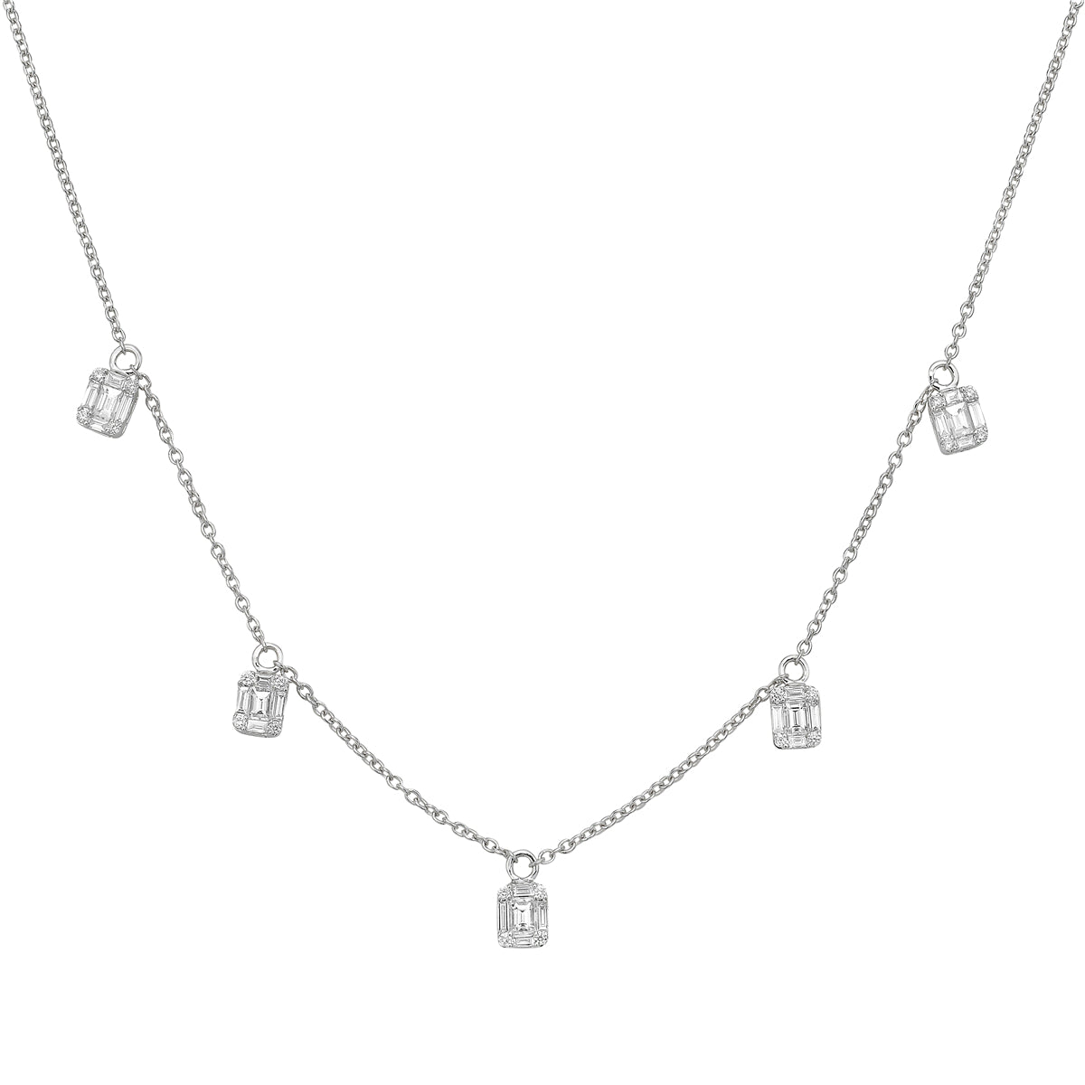 14K White Gold Diamond Necklace, 0.73ct