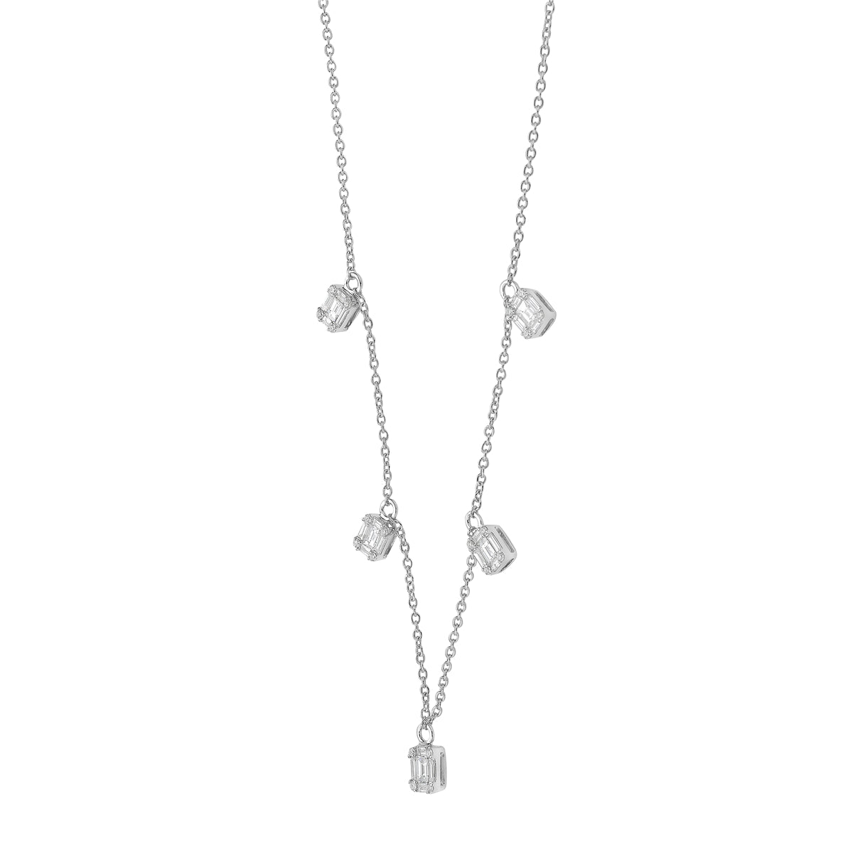 14K White Gold Diamond Necklace, 0.73ct