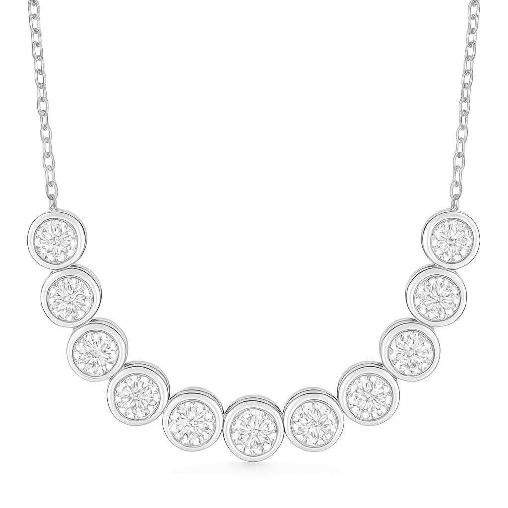 14K White Gold Diamond Necklace, 0.85ct