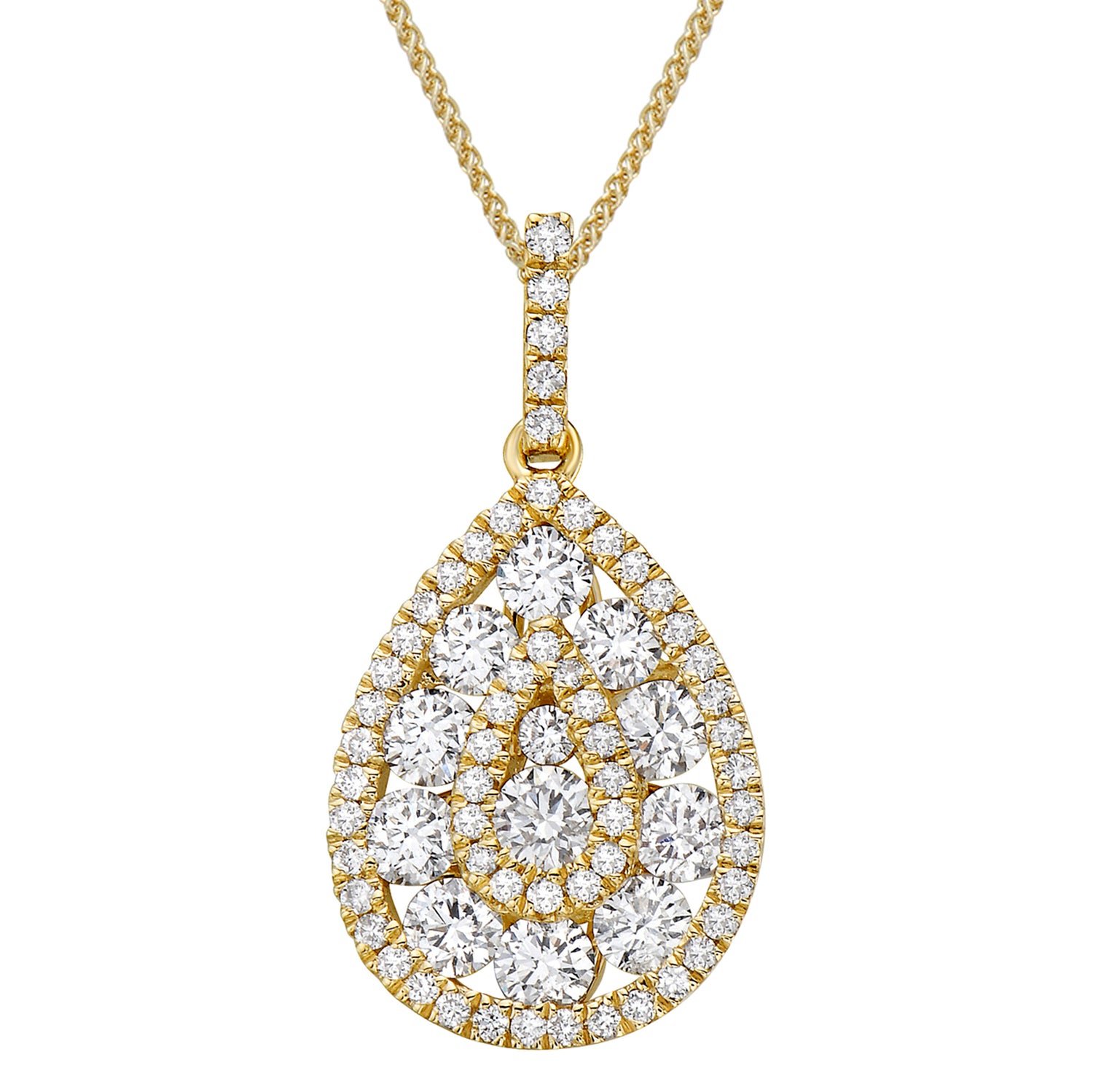 14K Yellow Gold Diamond Cluster Pendant