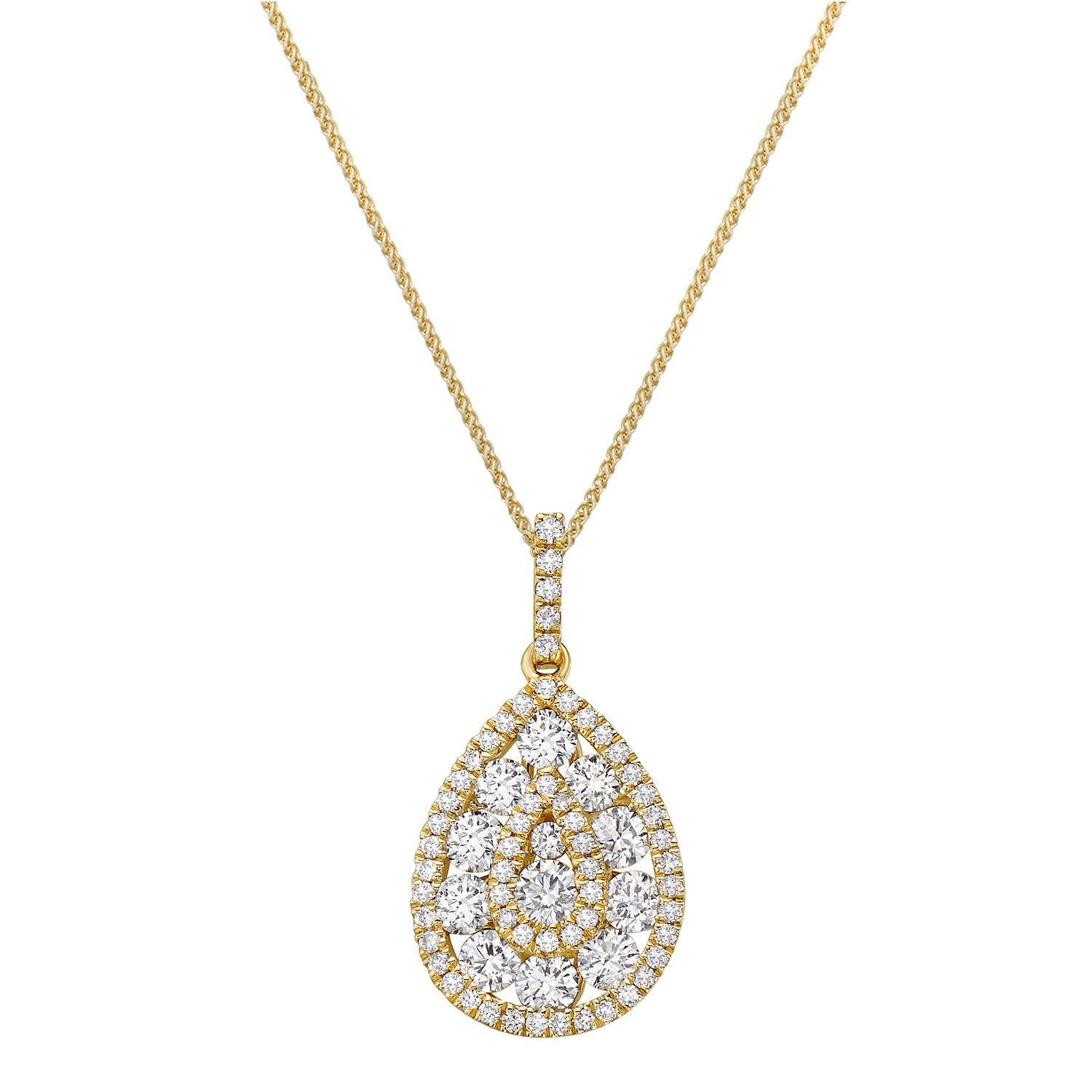 14K Yellow Gold Diamond Cluster Pendant