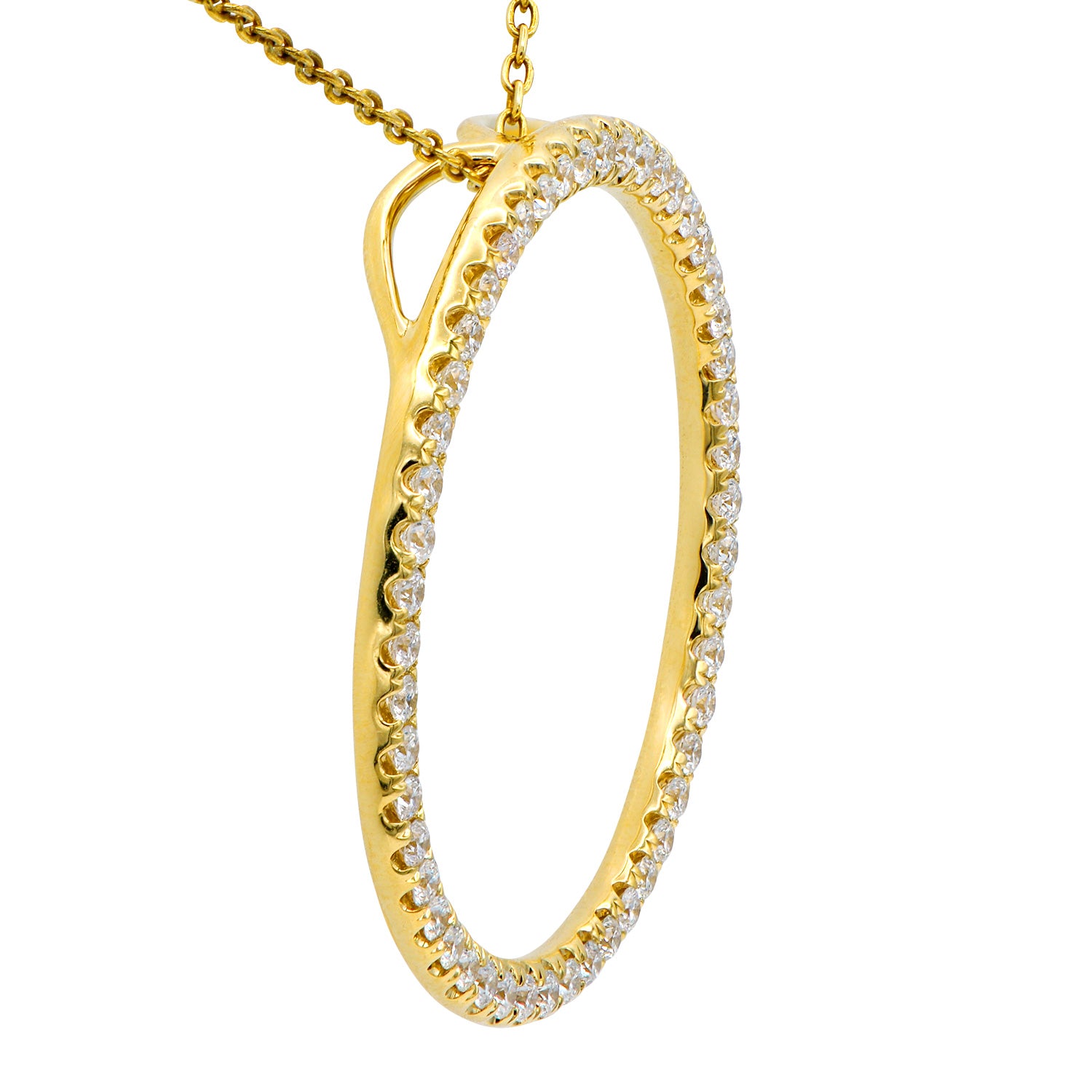 0.84CT Yellow Gold Diamond Open Circle Pendant