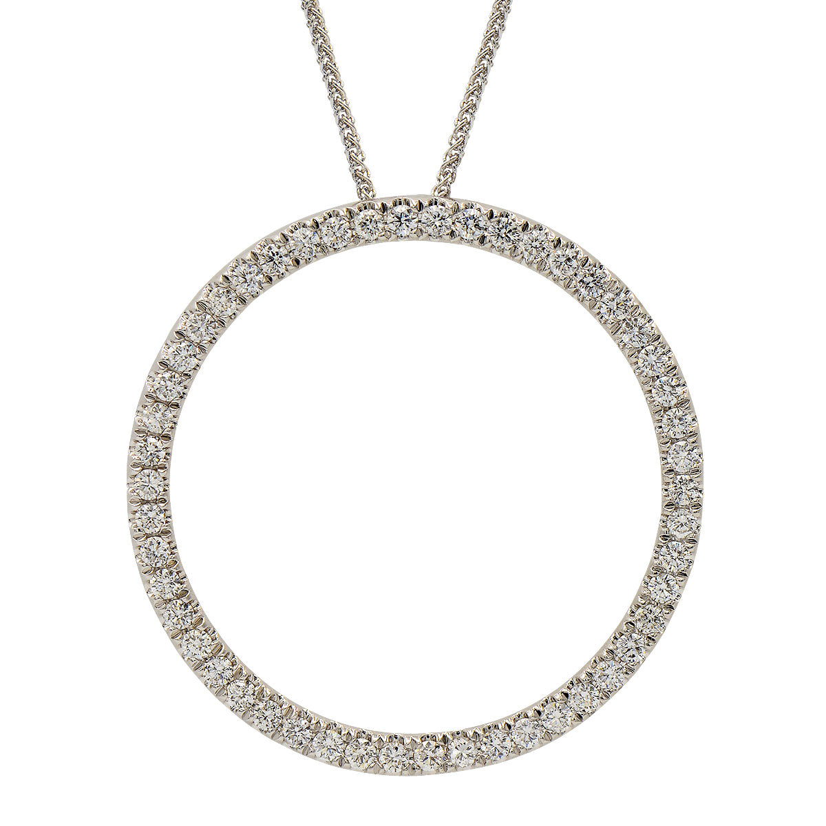 0.84CT White Gold Diamond Open Circle Pendant
